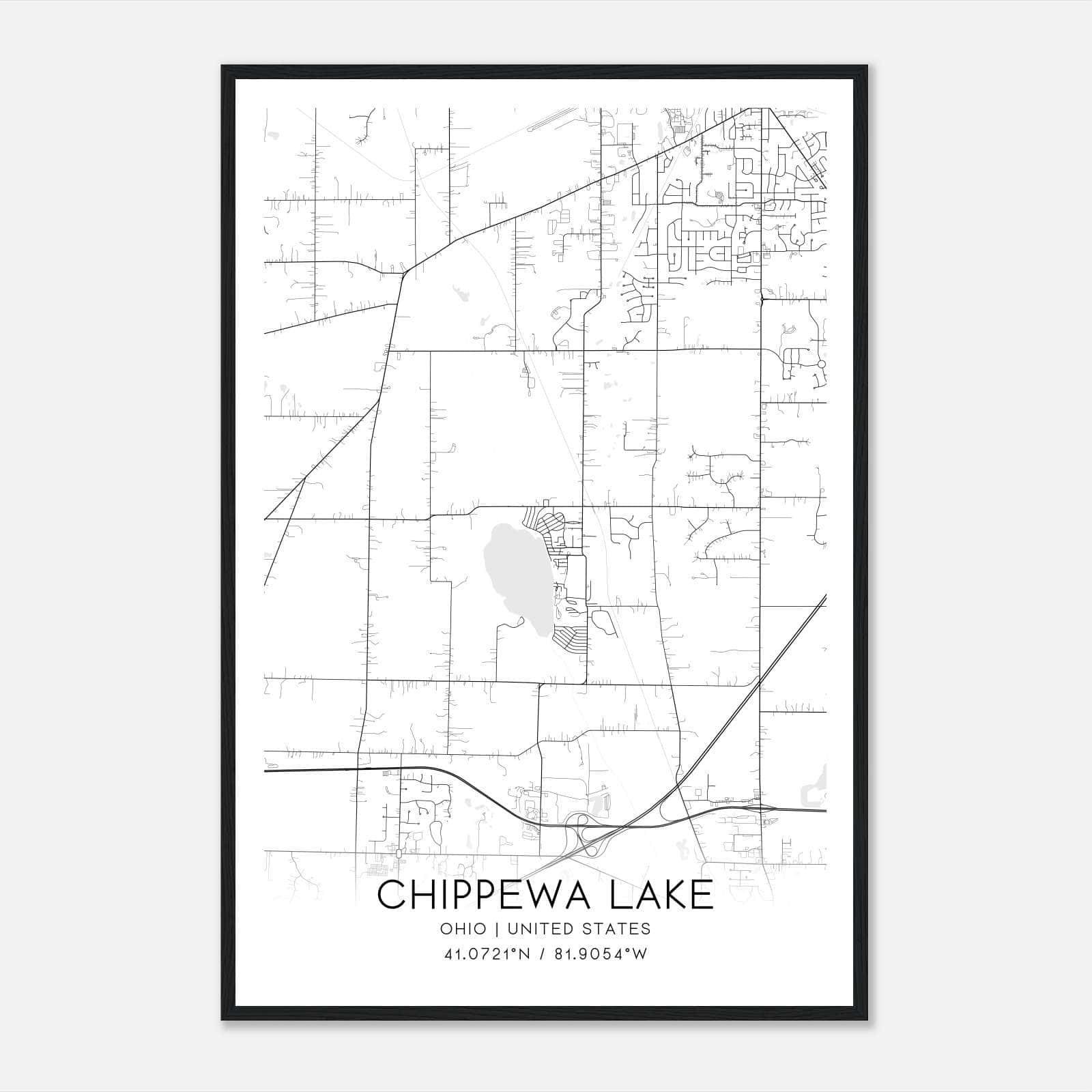 Chippewa Lake Ohio Map Poster, Modern Home Decor Wall Art Print Chippewa Lake Ohio Map Poster, Modern Home Decor Wall Art Print