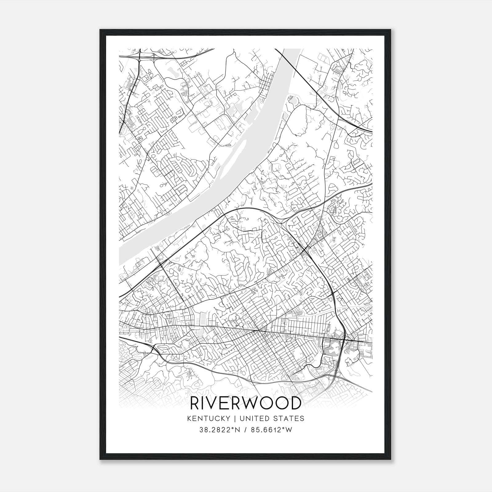Riverwood Kentucky Map Poster, Modern Home Decor Wall Art Print Riverwood Kentucky Map Poster, Modern Home Decor Wall Art Print