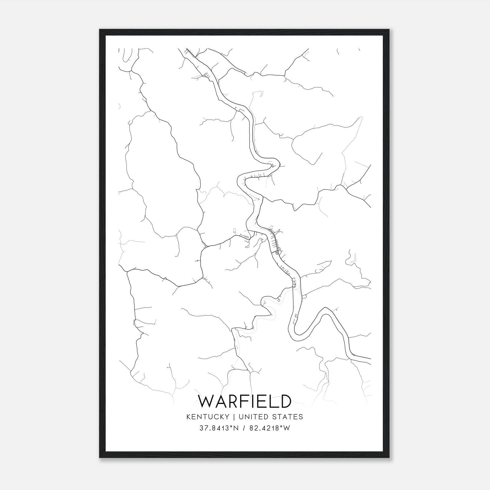 Warfield Kentucky Map Poster, Modern Home Decor Wall Art Print Warfield Kentucky Map Poster, Modern Home Decor Wall Art Print