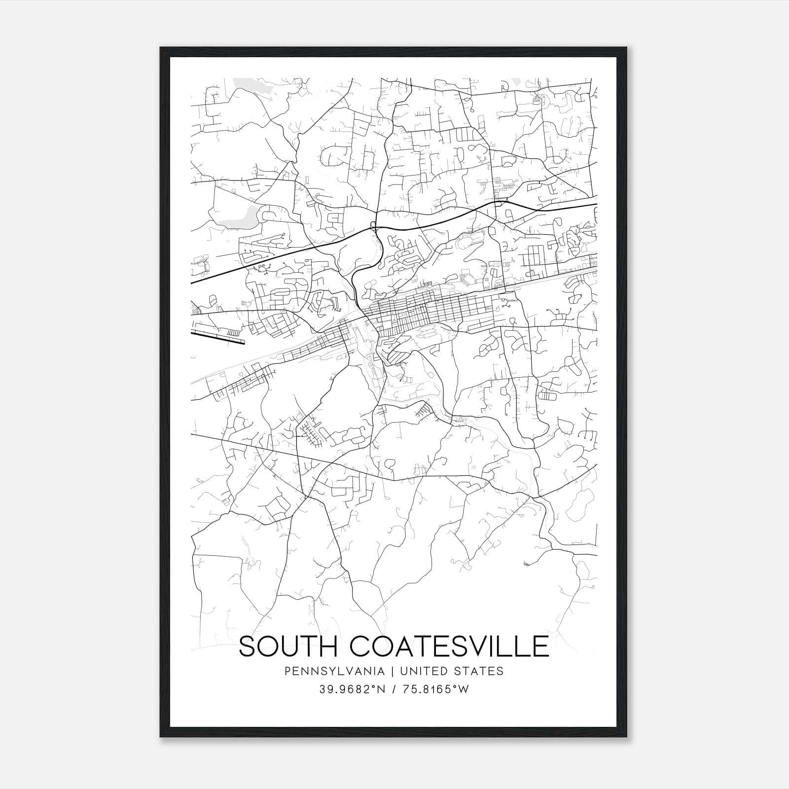 South Coatesville Pennsylvania Map Poster, Modern Home Decor Wall Art Print South Coatesville Pennsylvania Map Poster, Modern Home Decor Wall Art Print