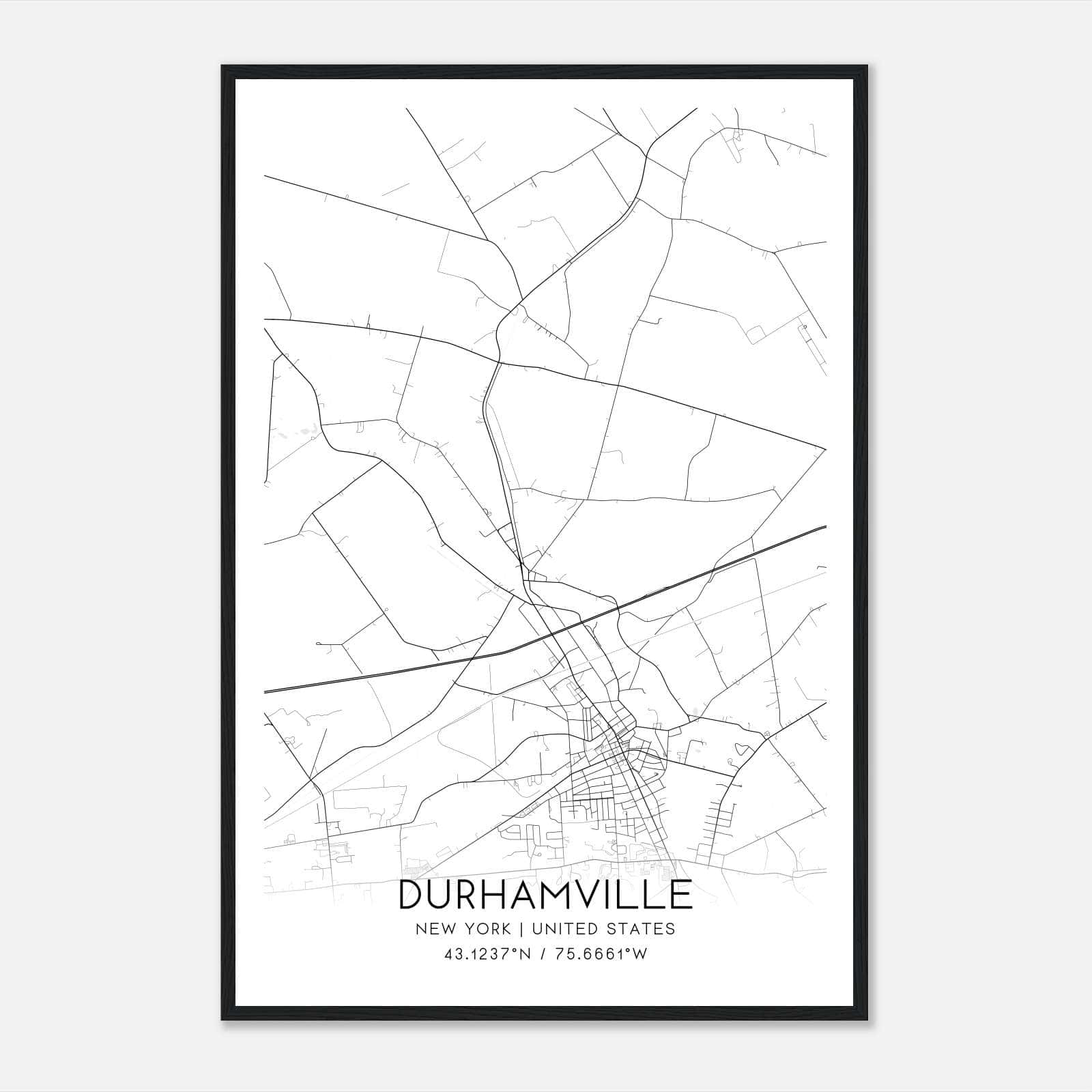 Durhamville New York Map Poster, Modern Home Decor Wall Art Print Durhamville New York Map Poster, Modern Home Decor Wall Art Print