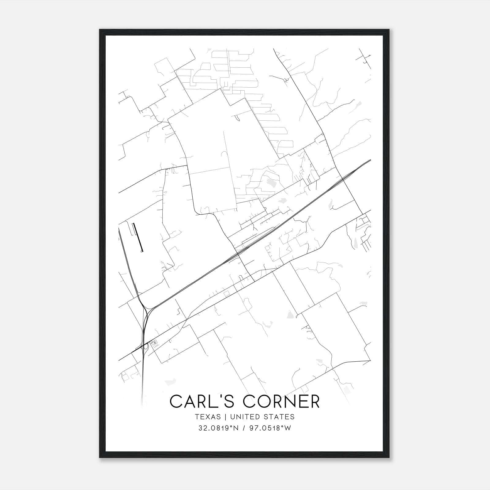 Carl’s Corner Texas Map Poster, Modern Home Decor Wall Art Print Carl’s Corner Texas Map Poster, Modern Home Decor Wall Art Print