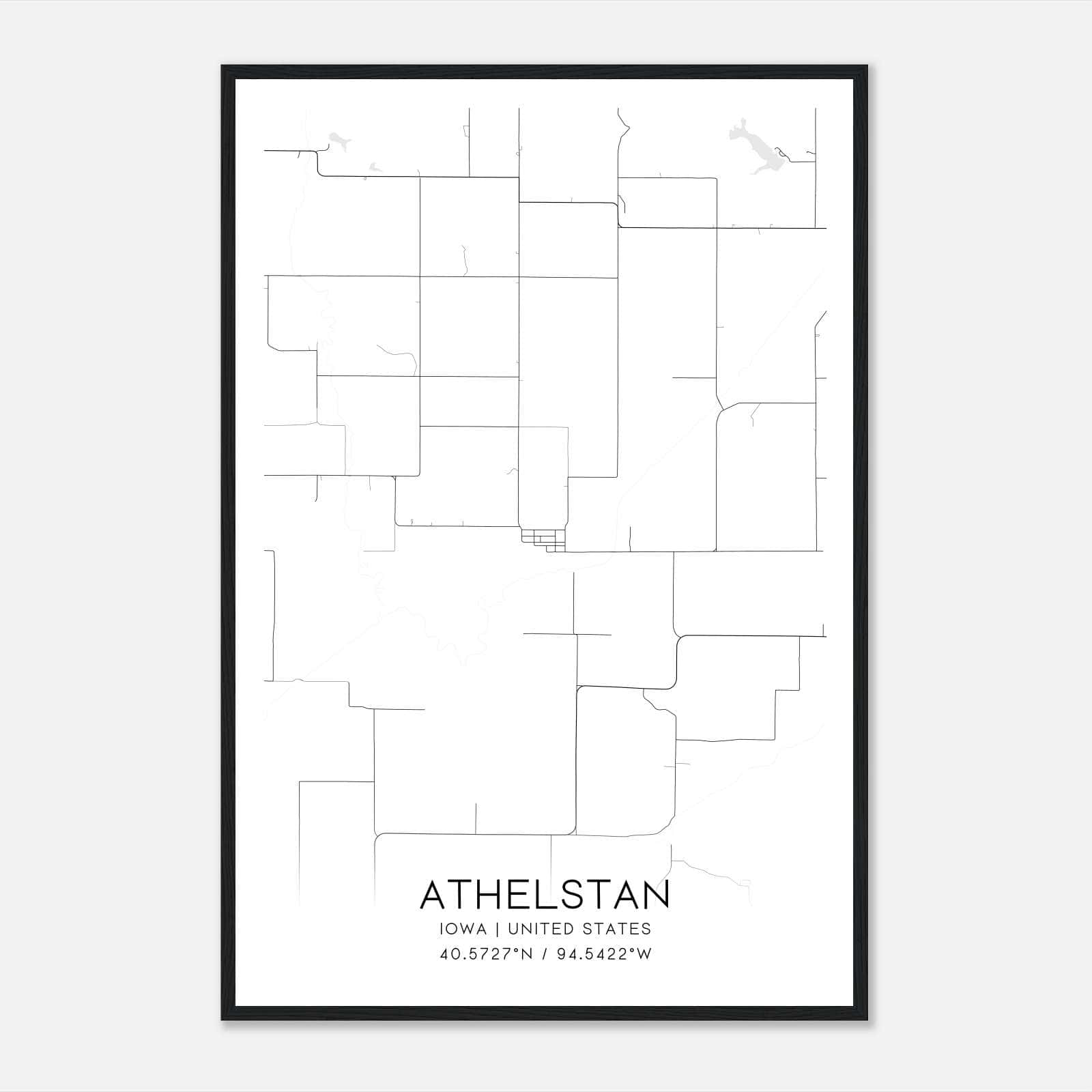 Athelstan Iowa Map Poster, Modern Home Decor Wall Art Print Athelstan Iowa Map Poster, Modern Home Decor Wall Art Print