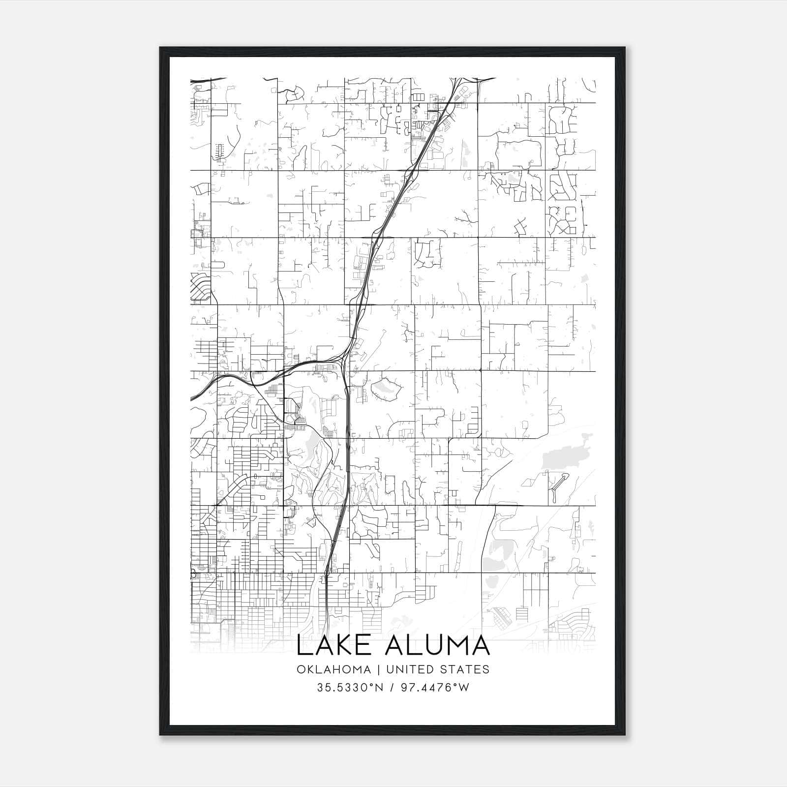 Lake Aluma Oklahoma Map Poster, Modern Home Decor Wall Art Print Lake Aluma Oklahoma Map Poster, Modern Home Decor Wall Art Print