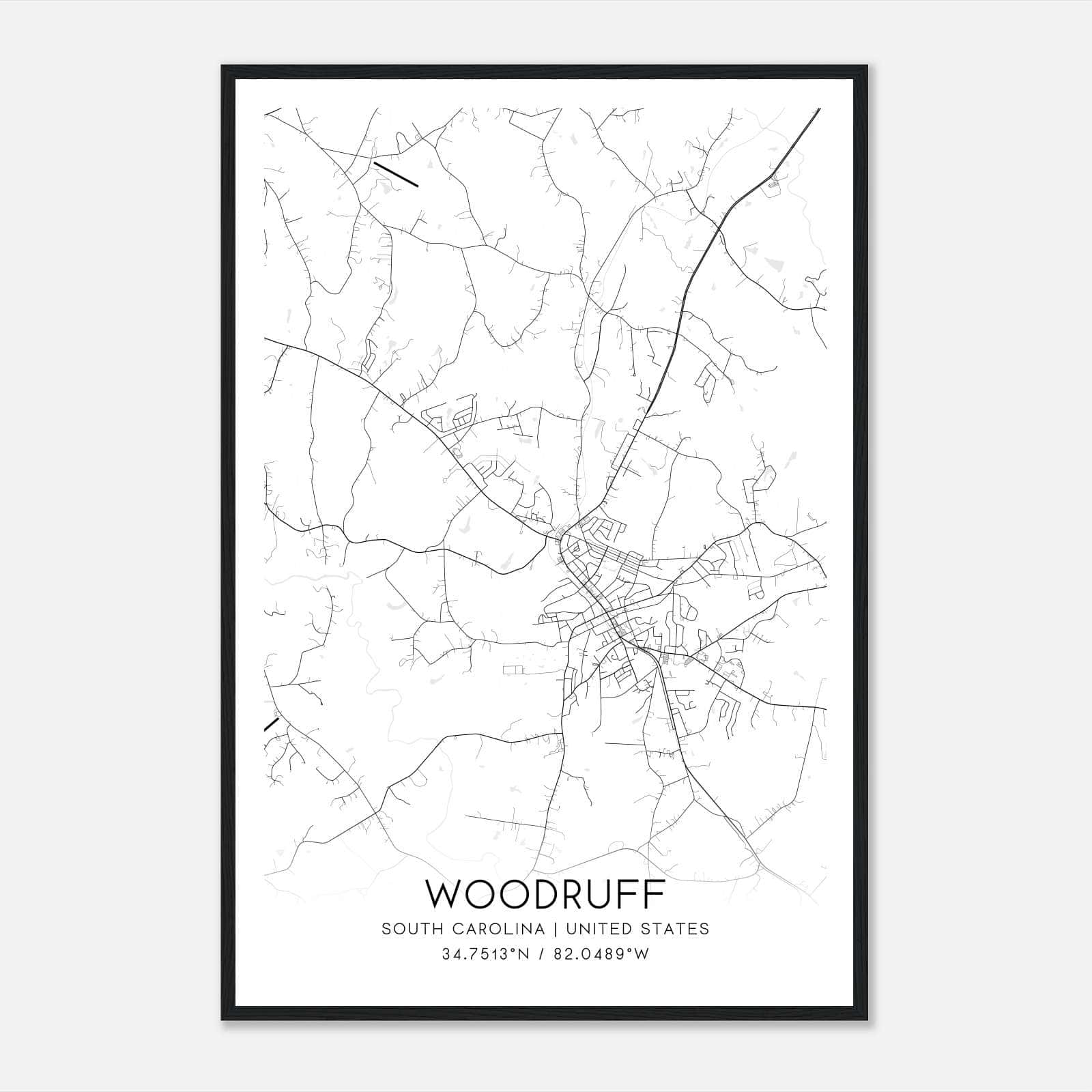 Woodruff South Carolina Map Poster, Modern Home Decor Wall Art Print Woodruff South Carolina Map Poster, Modern Home Decor Wall Art Print