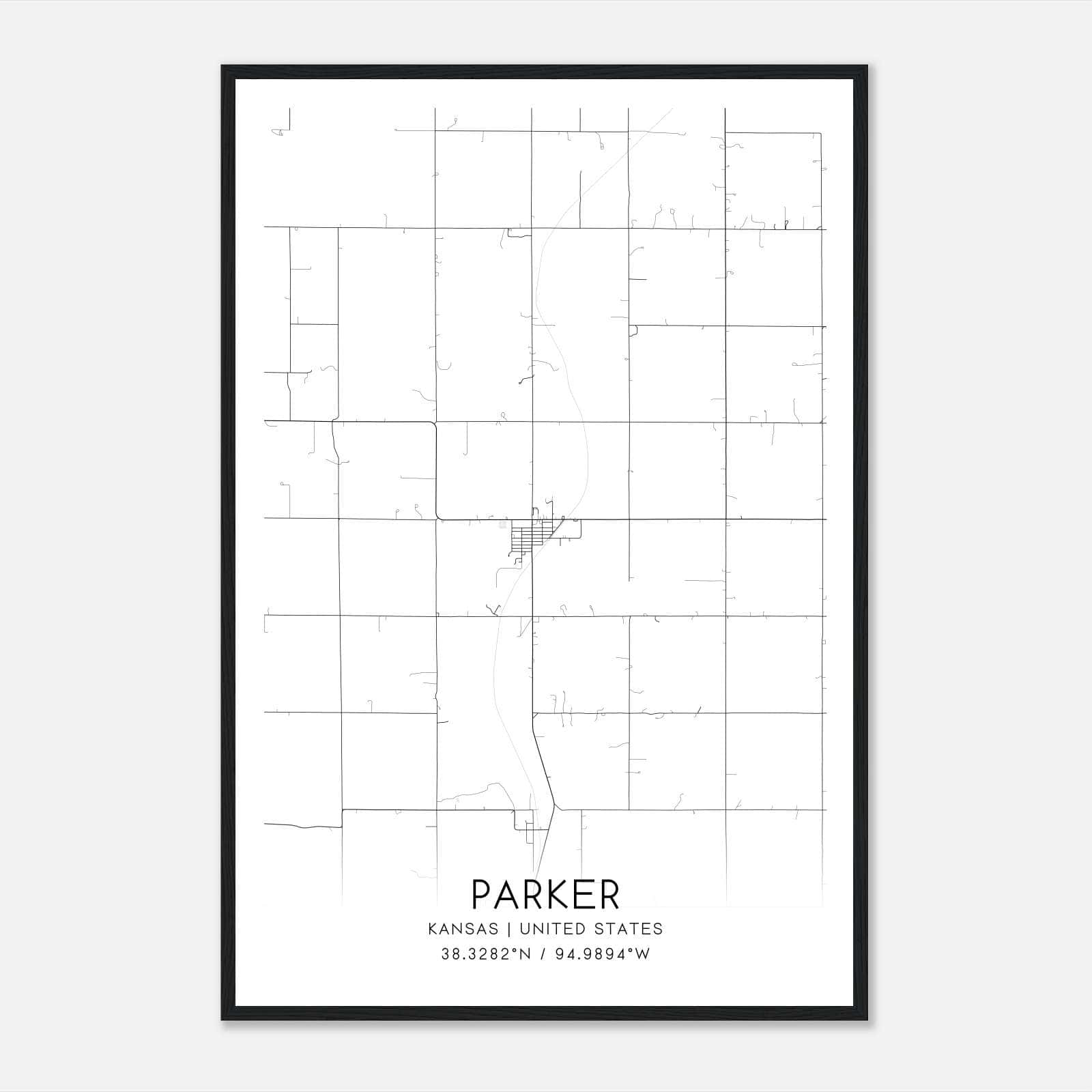 Parker Kansas Map Poster, Modern Home Decor Wall Art Print Parker Kansas Map Poster, Modern Home Decor Wall Art Print