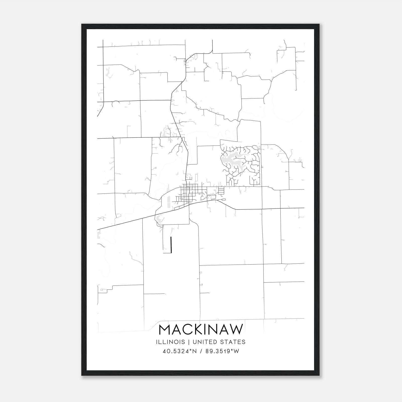 Mackinaw Illinois Map Poster, Modern Home Decor Wall Art Print Mackinaw Illinois Map Poster, Modern Home Decor Wall Art Print
