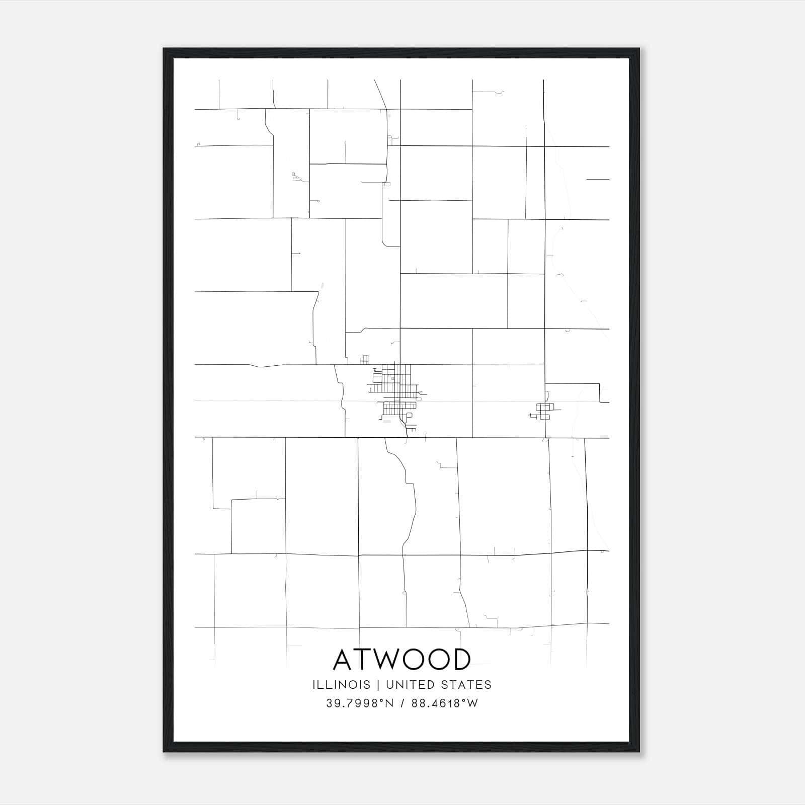 Atwood Illinois Map Poster, Modern Home Decor Wall Art Print Atwood Illinois Map Poster, Modern Home Decor Wall Art Print