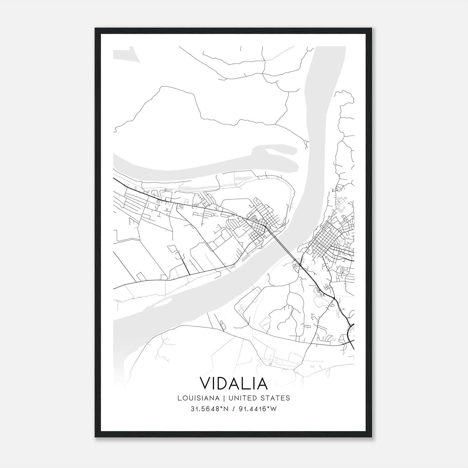 Vidalia Louisiana Map Poster, Modern Home Decor Wall Art Print Vidalia Louisiana Map Poster, Modern Home Decor Wall Art Print