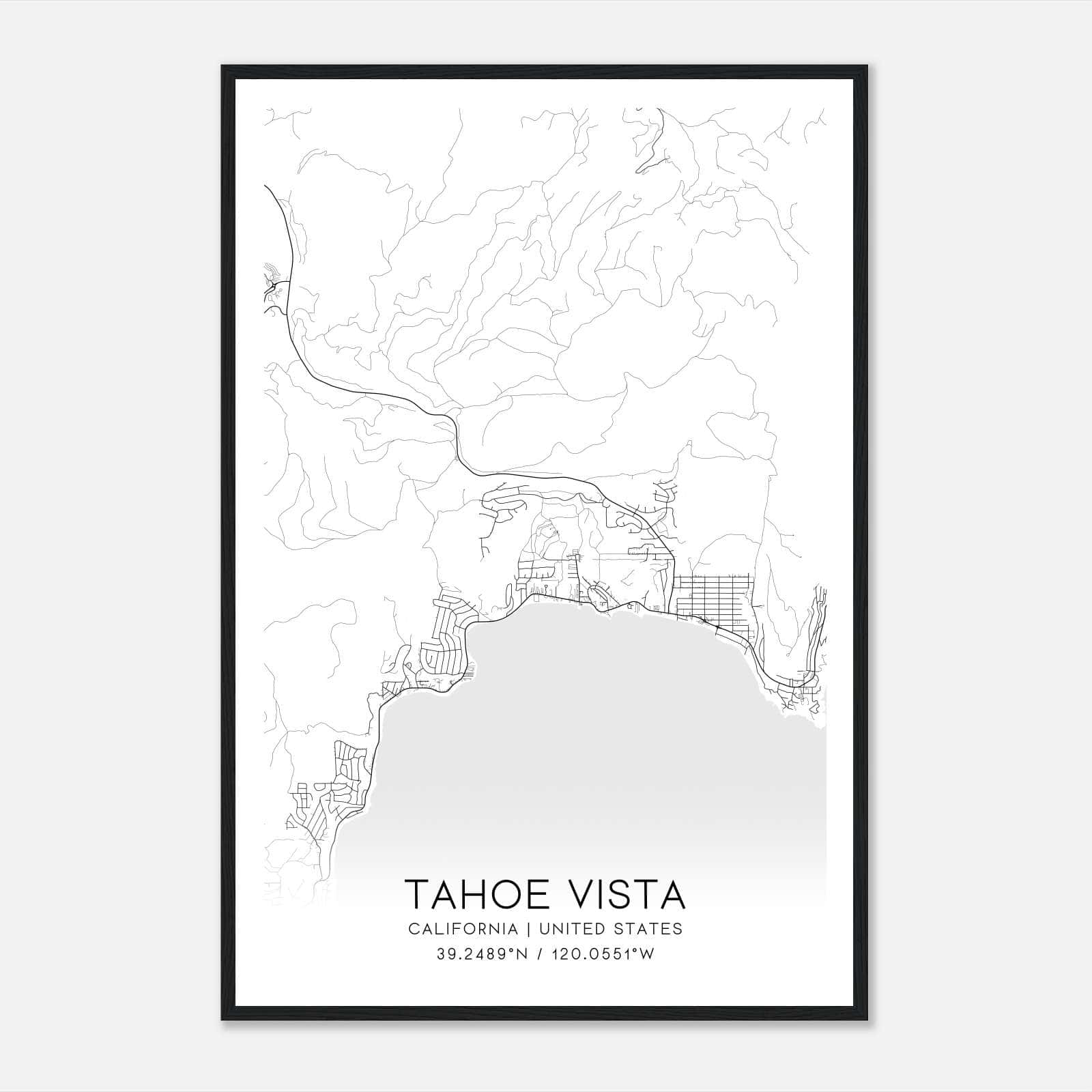 Tahoe Vista California Map Poster, Modern Home Decor Wall Art Print Tahoe Vista California Map Poster, Modern Home Decor Wall Art Print
