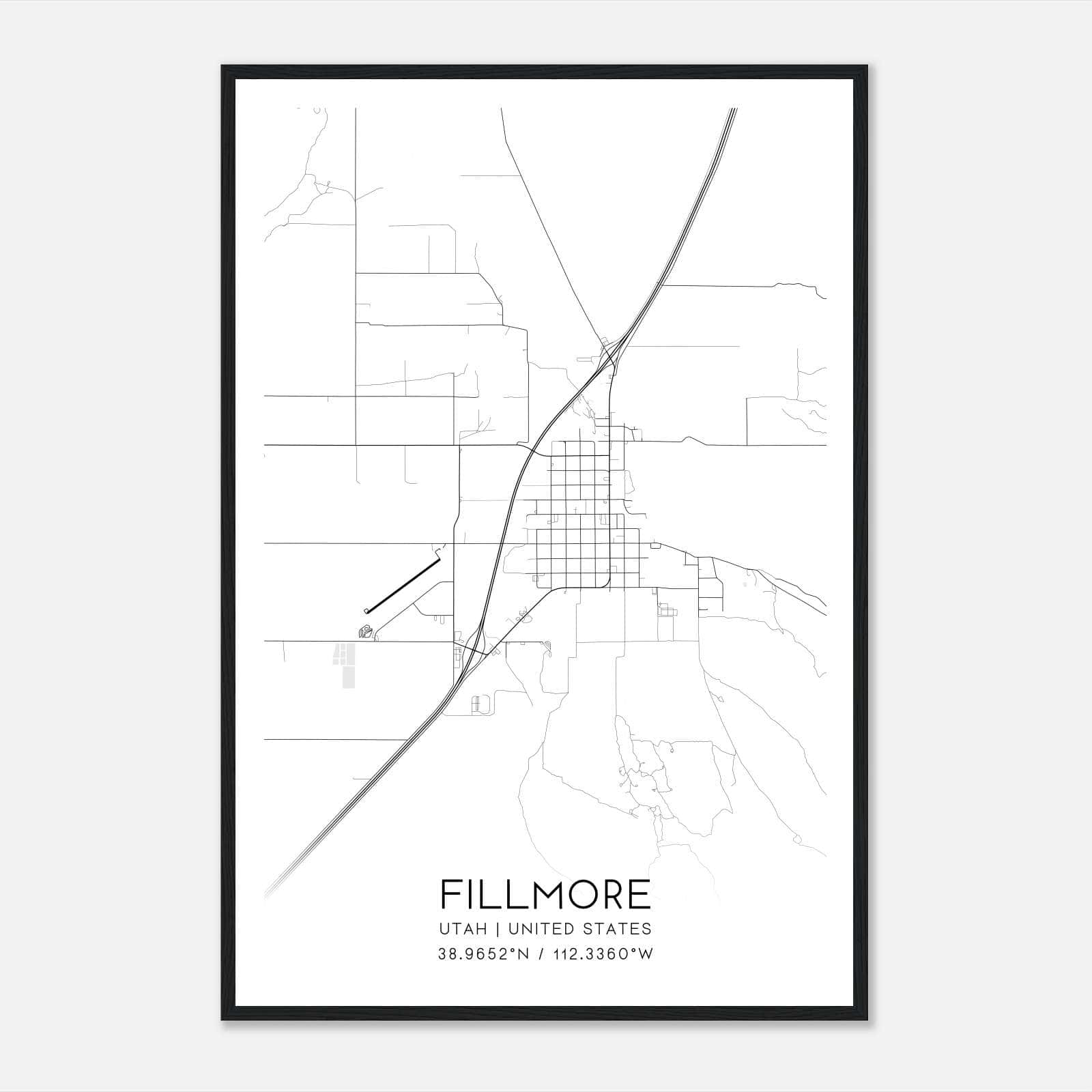Fillmore Utah Map Poster, Modern Home Decor Wall Art Print Fillmore Utah Map Poster, Modern Home Decor Wall Art Print
