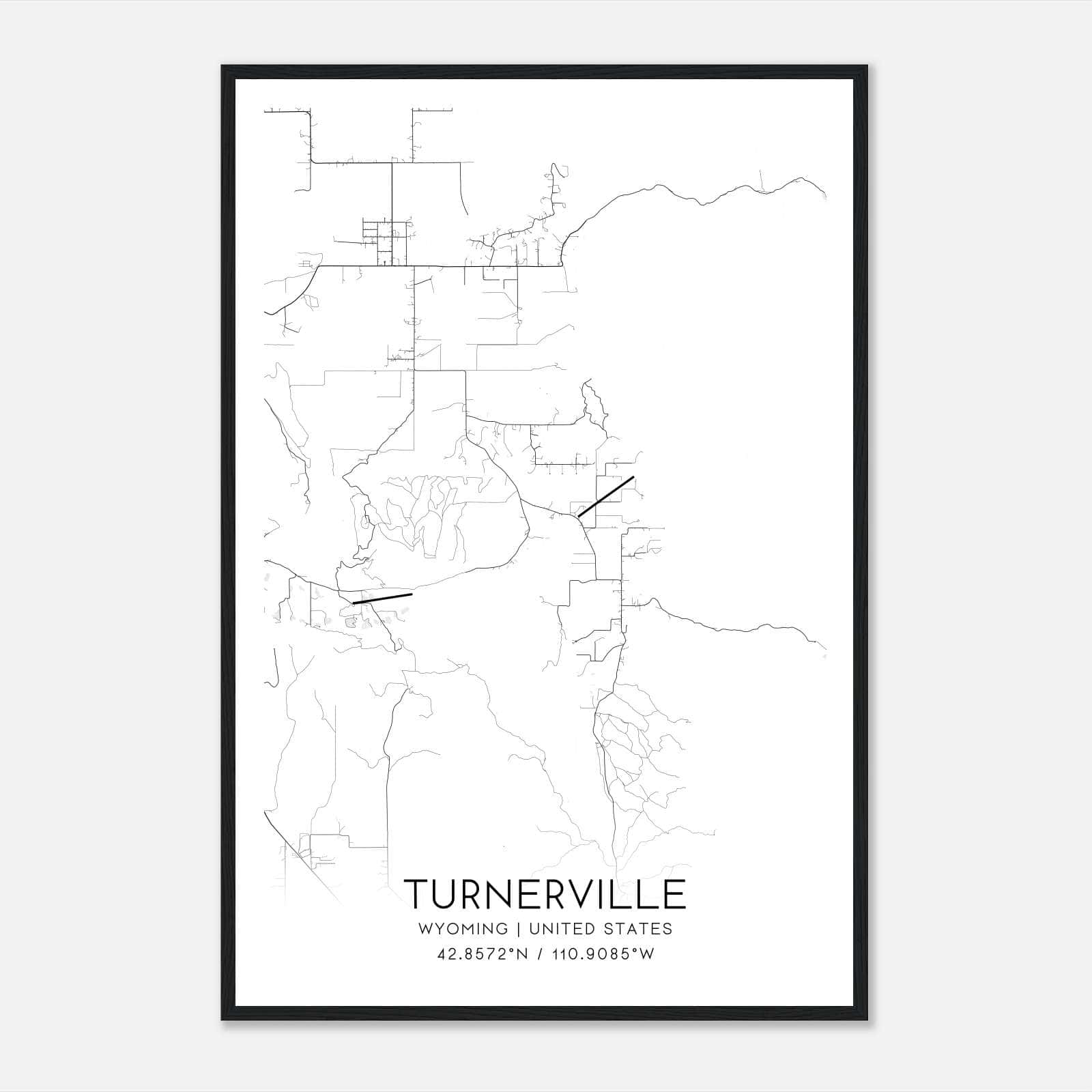 Turnerville Wyoming Map Poster, Modern Home Decor Wall Art Print Turnerville Wyoming Map Poster, Modern Home Decor Wall Art Print