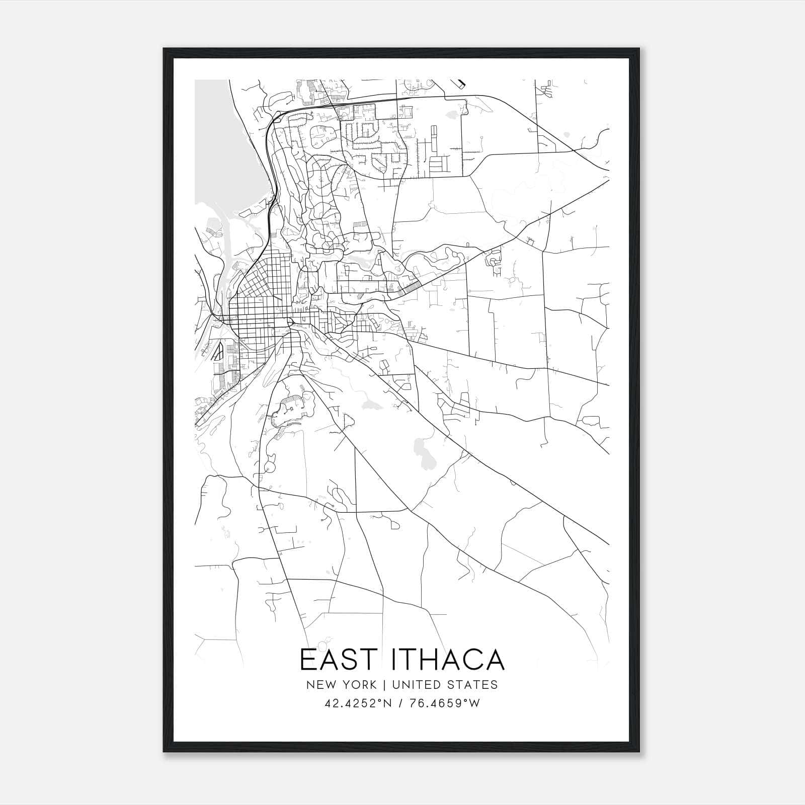 East Ithaca New York Map Poster, Modern Home Decor Wall Art Print East Ithaca New York Map Poster, Modern Home Decor Wall Art Print