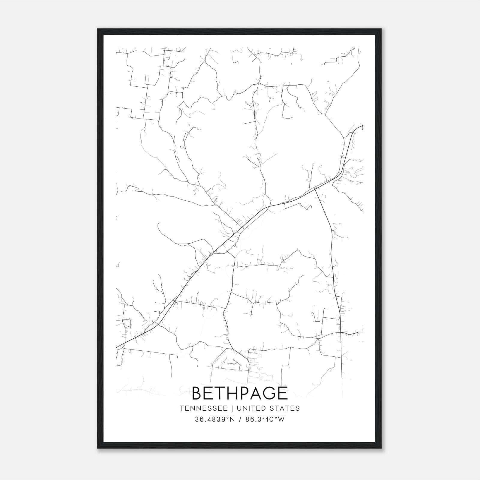 Bethpage Tennessee Map Poster, Modern Home Decor Wall Art Print Bethpage Tennessee Map Poster, Modern Home Decor Wall Art Print