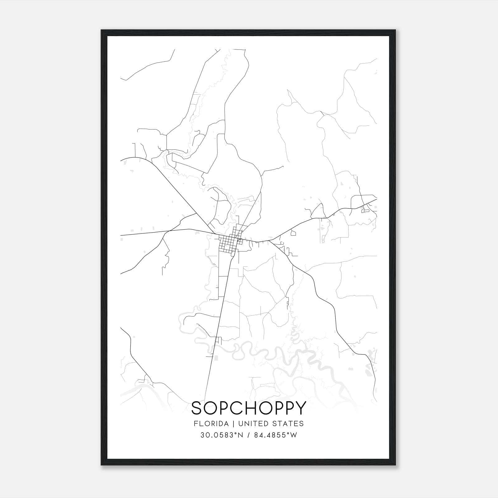 Sopchoppy Florida Map Poster, Modern Home Decor Wall Art Print Sopchoppy Florida Map Poster, Modern Home Decor Wall Art Print