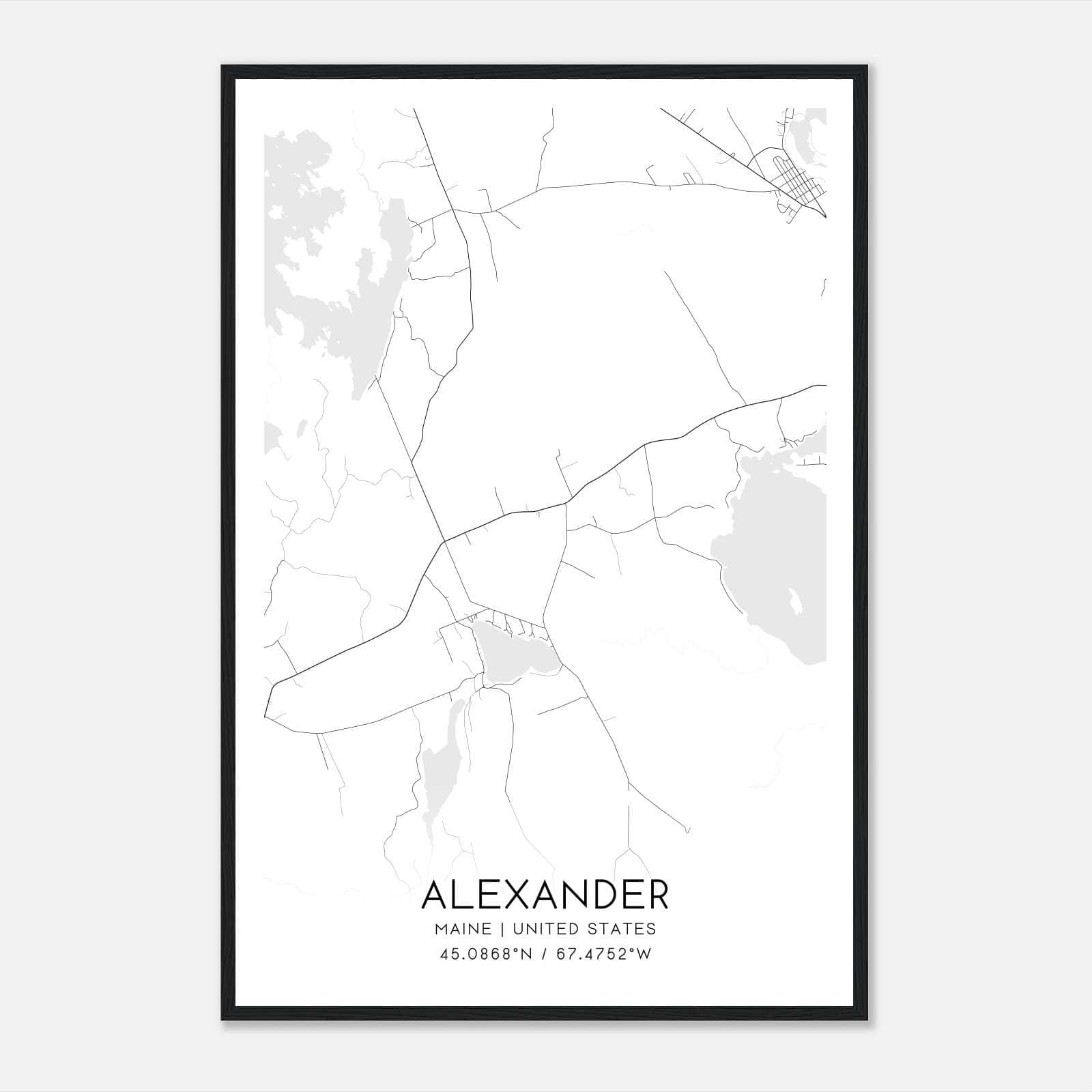 Alexander Maine Map Poster, Modern Home Decor Wall Art Print Alexander Maine Map Poster, Modern Home Decor Wall Art Print