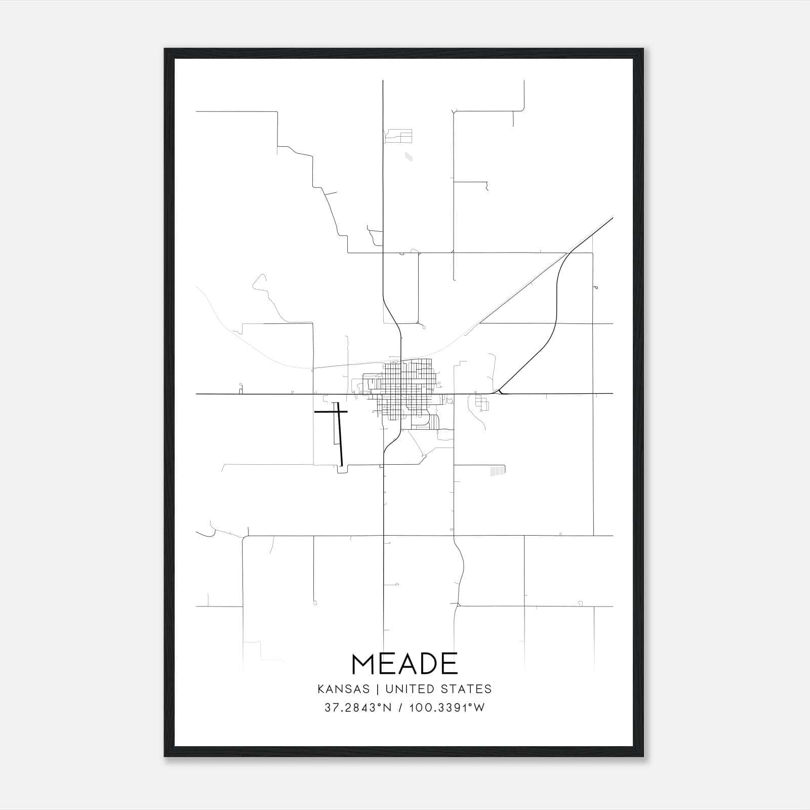 Meade Kansas Map Poster, Modern Home Decor Wall Art Print Meade Kansas Map Poster, Modern Home Decor Wall Art Print