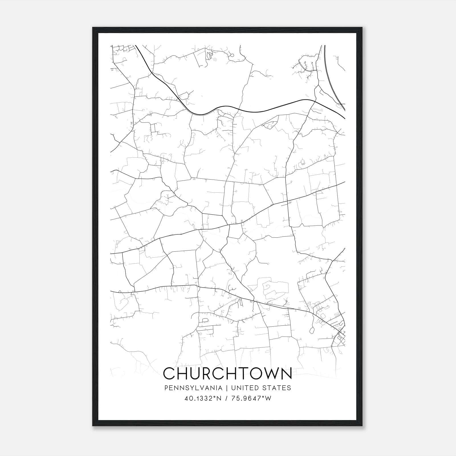 Churchtown Pennsylvania Map Poster, Modern Home Decor Wall Art Print Churchtown Pennsylvania Map Poster, Modern Home Decor Wall Art Print
