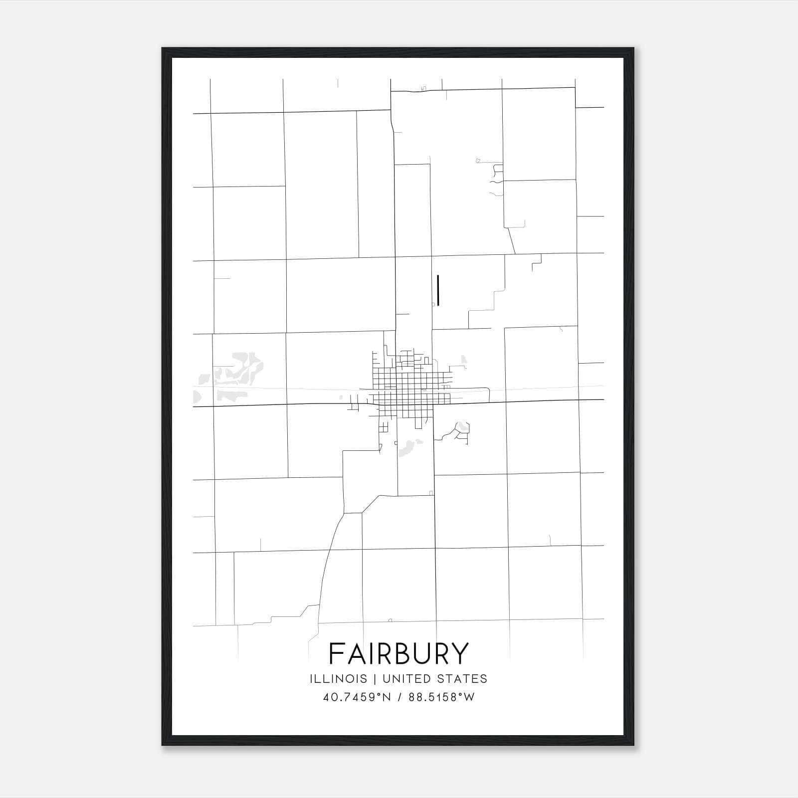 Fairbury Illinois Map Poster, Modern Home Decor Wall Art Print Fairbury Illinois Map Poster, Modern Home Decor Wall Art Print