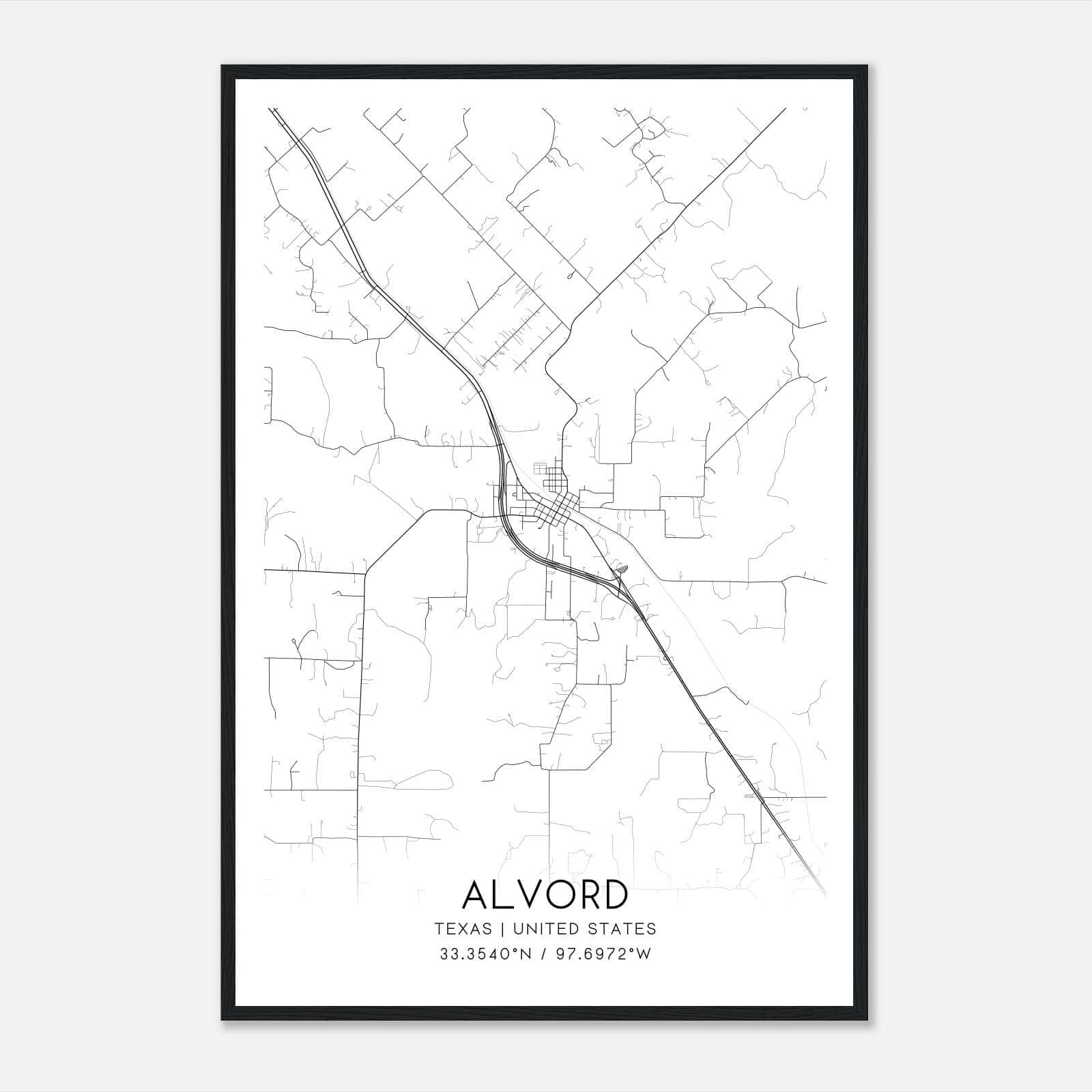 Alvord Texas Map Poster, Modern Home Decor Wall Art Print Alvord Texas Map Poster, Modern Home Decor Wall Art Print