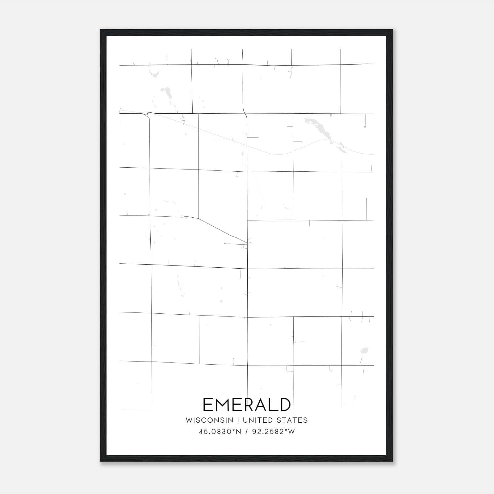 Emerald Wisconsin Map Poster, Modern Home Decor Wall Art Print Emerald Wisconsin Map Poster, Modern Home Decor Wall Art Print