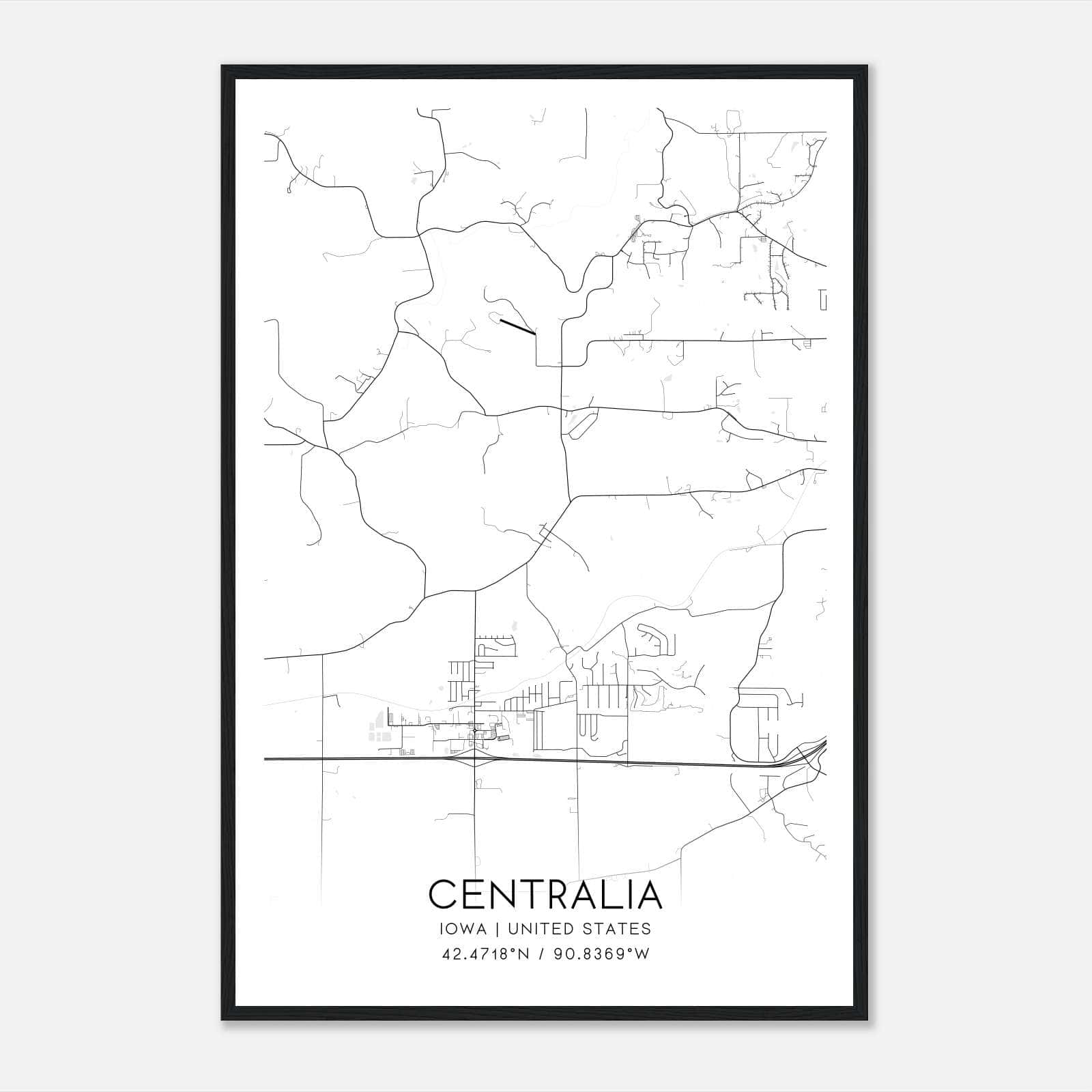 Centralia Iowa Map Poster, Modern Home Decor Wall Art Print Centralia Iowa Map Poster, Modern Home Decor Wall Art Print