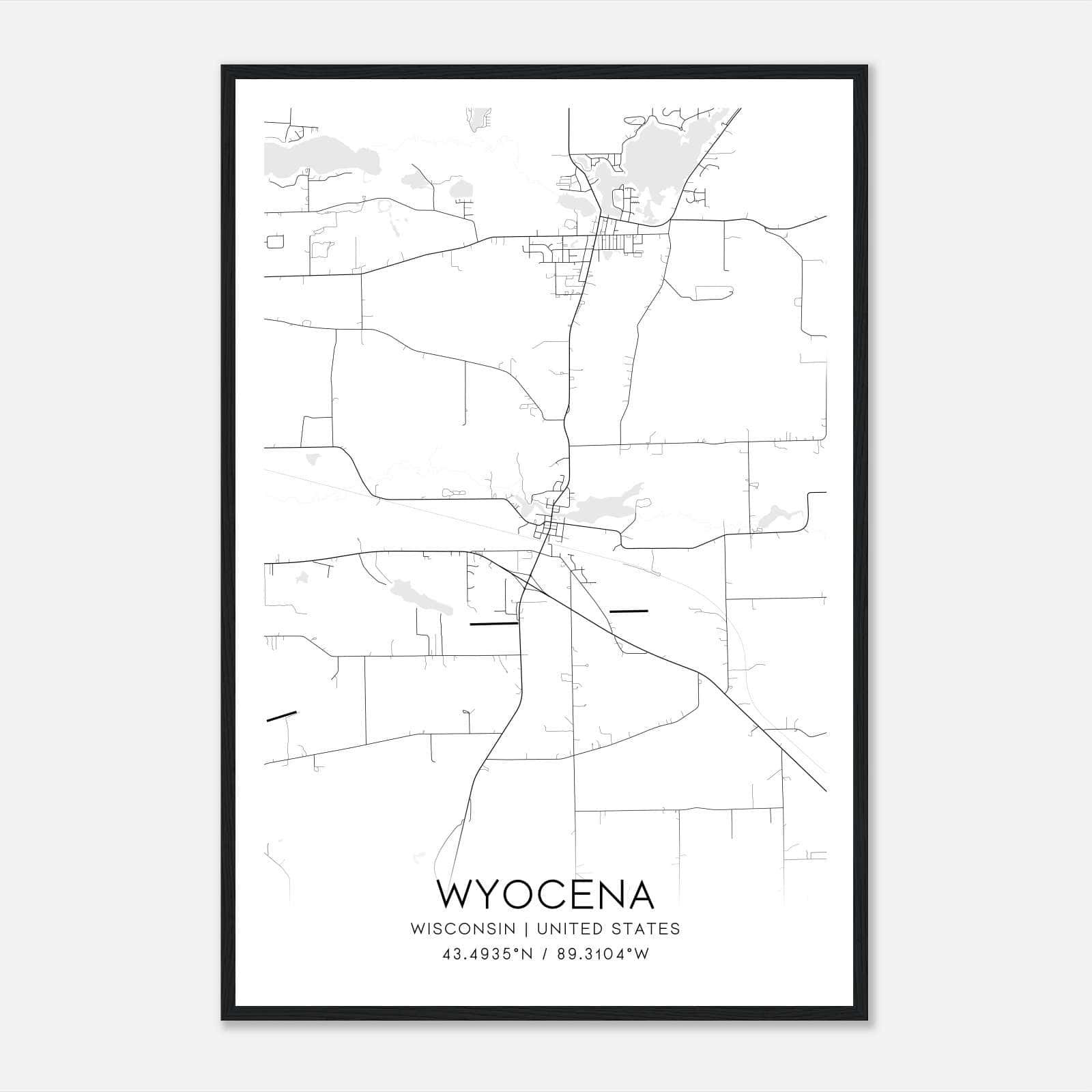 Wyocena Wisconsin Map Poster, Modern Home Decor Wall Art Print Wyocena Wisconsin Map Poster, Modern Home Decor Wall Art Print