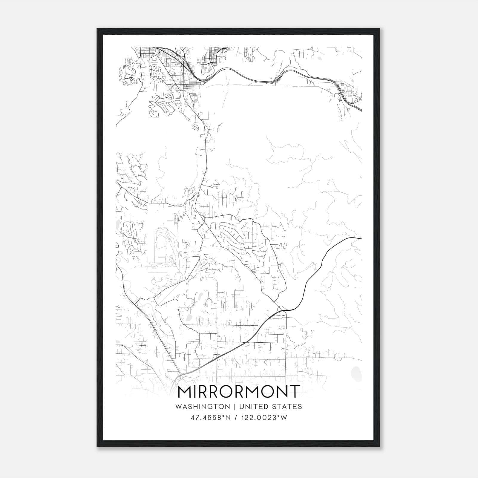 Mirrormont Washington Map Poster, Modern Home Decor Wall Art Print Mirrormont Washington Map Poster, Modern Home Decor Wall Art Print