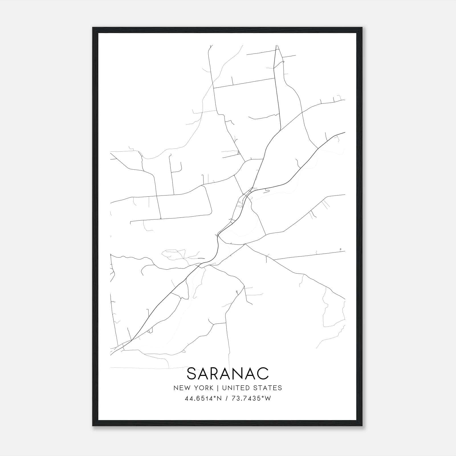Saranac New York Map Poster, Modern Home Decor Wall Art Print Saranac New York Map Poster, Modern Home Decor Wall Art Print