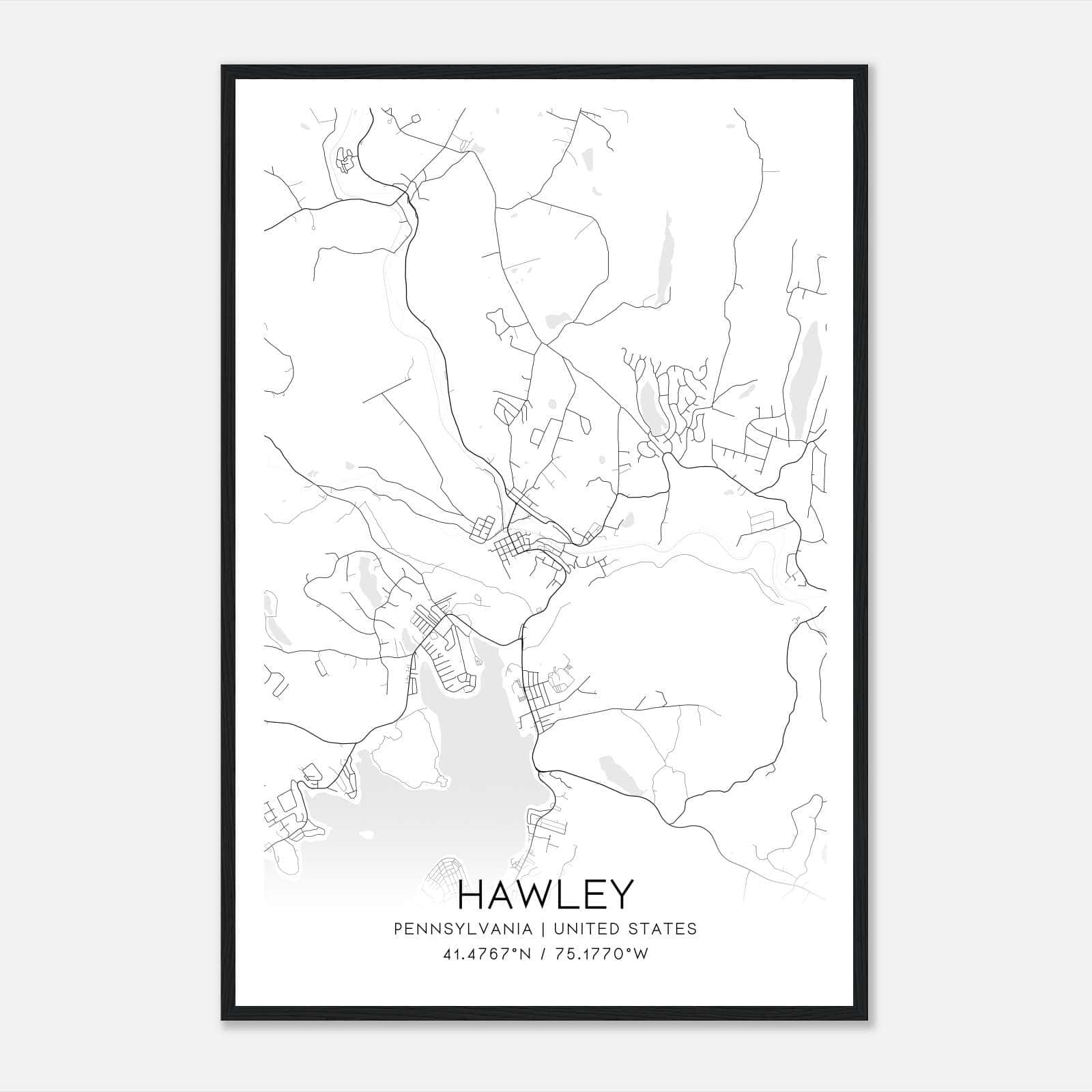 Hawley Pennsylvania Map Poster, Modern Home Decor Wall Art Print Hawley Pennsylvania Map Poster, Modern Home Decor Wall Art Print