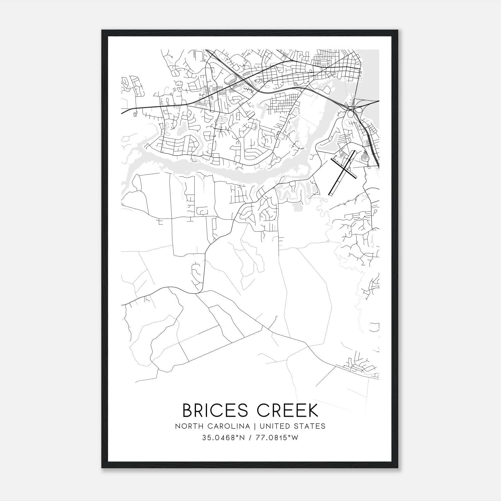 Brices Creek North Carolina Map Poster, Modern Home Decor Wall Art Print Brices Creek North Carolina Map Poster, Modern Home Decor Wall Art Print