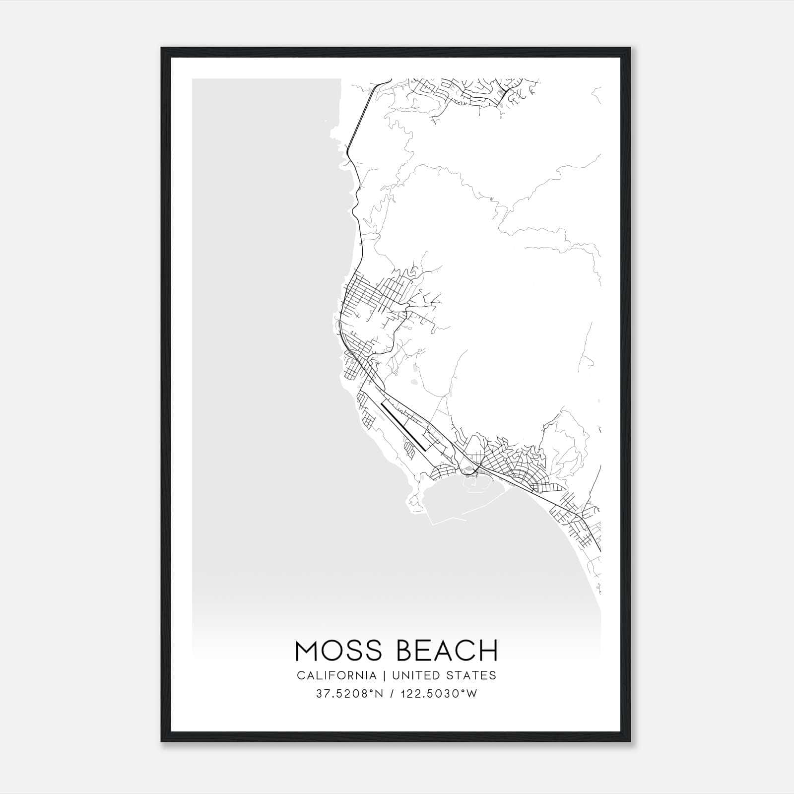 Moss Beach California Map Poster, Modern Home Decor Wall Art Print Moss Beach California Map Poster, Modern Home Decor Wall Art Print