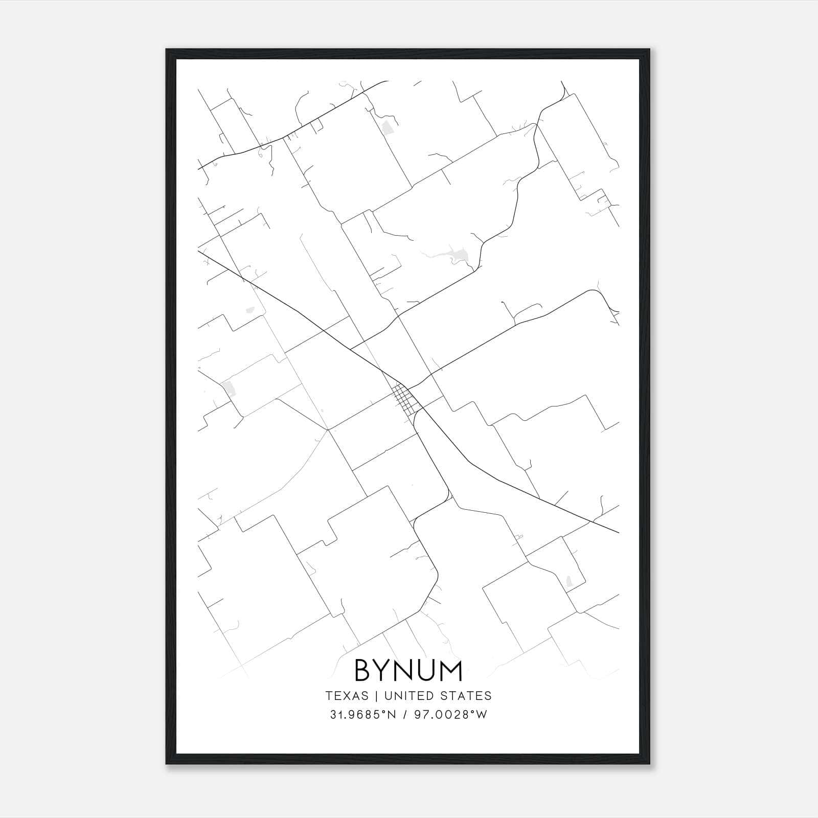 Bynum Texas Map Poster, Modern Home Decor Wall Art Print Bynum Texas Map Poster, Modern Home Decor Wall Art Print
