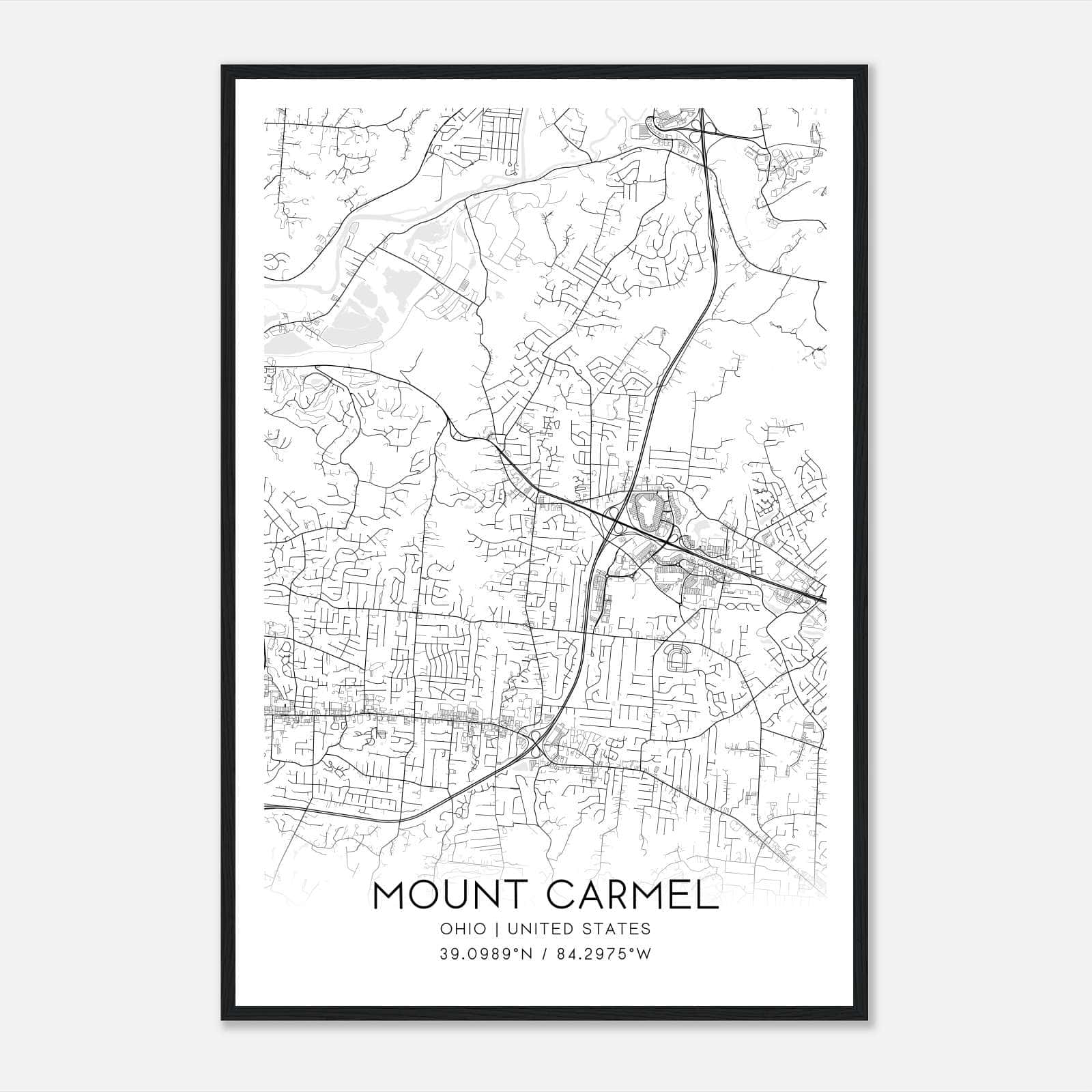 Mount Carmel Ohio Map Poster, Modern Home Decor Wall Art Print Mount Carmel Ohio Map Poster, Modern Home Decor Wall Art Print