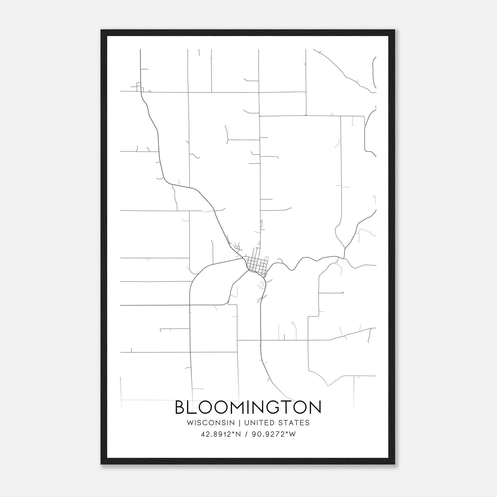 Bloomington Wisconsin Map Poster, Modern Home Decor Wall Art Print Bloomington Wisconsin Map Poster, Modern Home Decor Wall Art Print