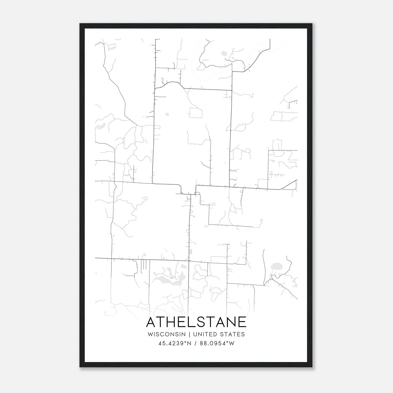 Athelstane Wisconsin Map Poster, Modern Home Decor Wall Art Print Athelstane Wisconsin Map Poster, Modern Home Decor Wall Art Print