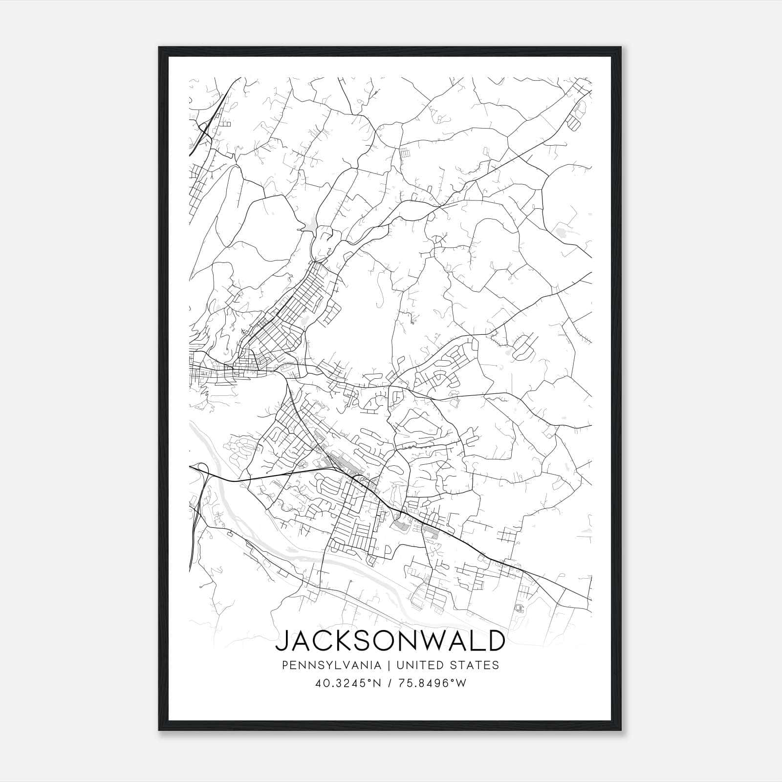 Jacksonwald Pennsylvania Map Poster, Modern Home Decor Wall Art Print Jacksonwald Pennsylvania Map Poster, Modern Home Decor Wall Art Print