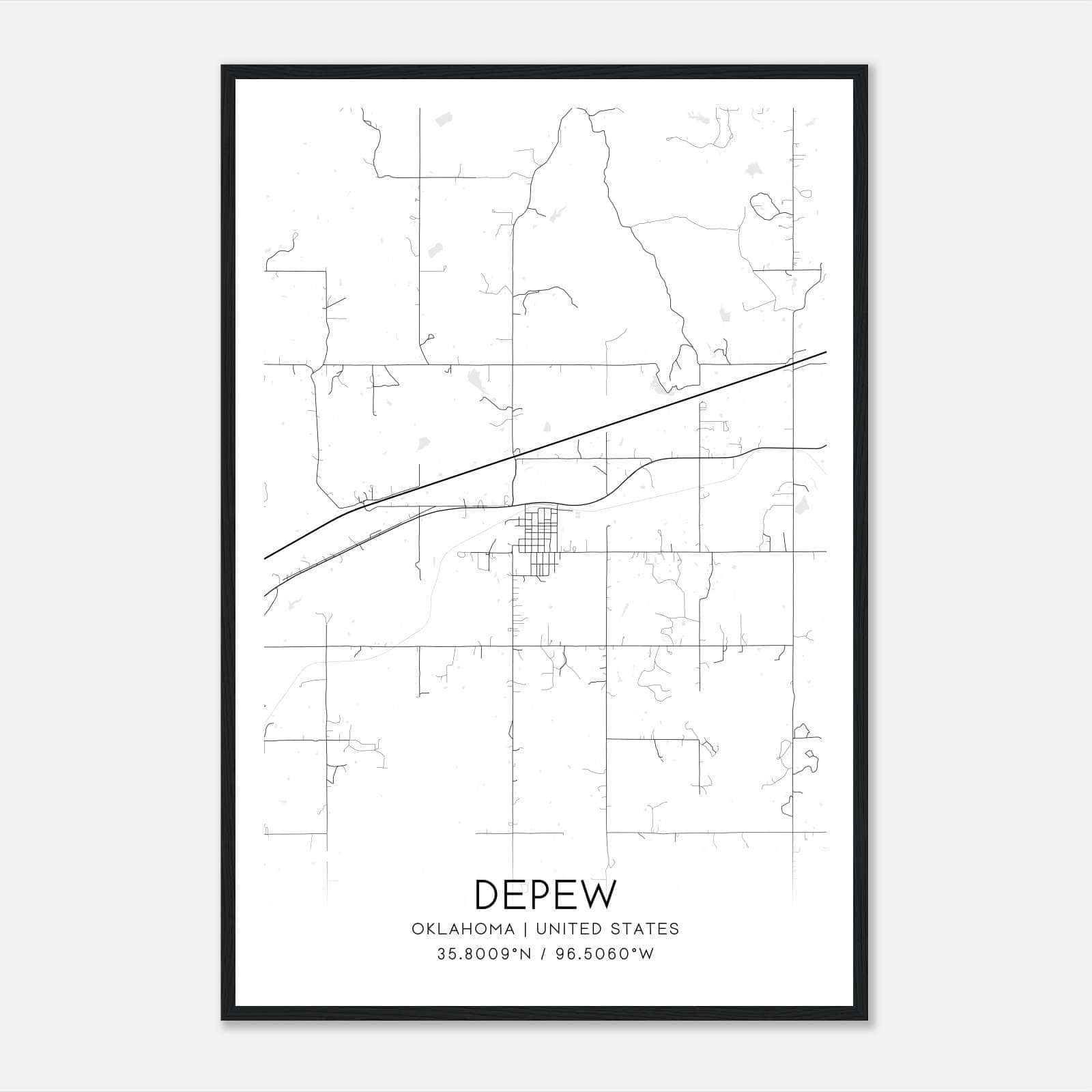 Depew Oklahoma Map Poster, Modern Home Decor Wall Art Print Depew Oklahoma Map Poster, Modern Home Decor Wall Art Print