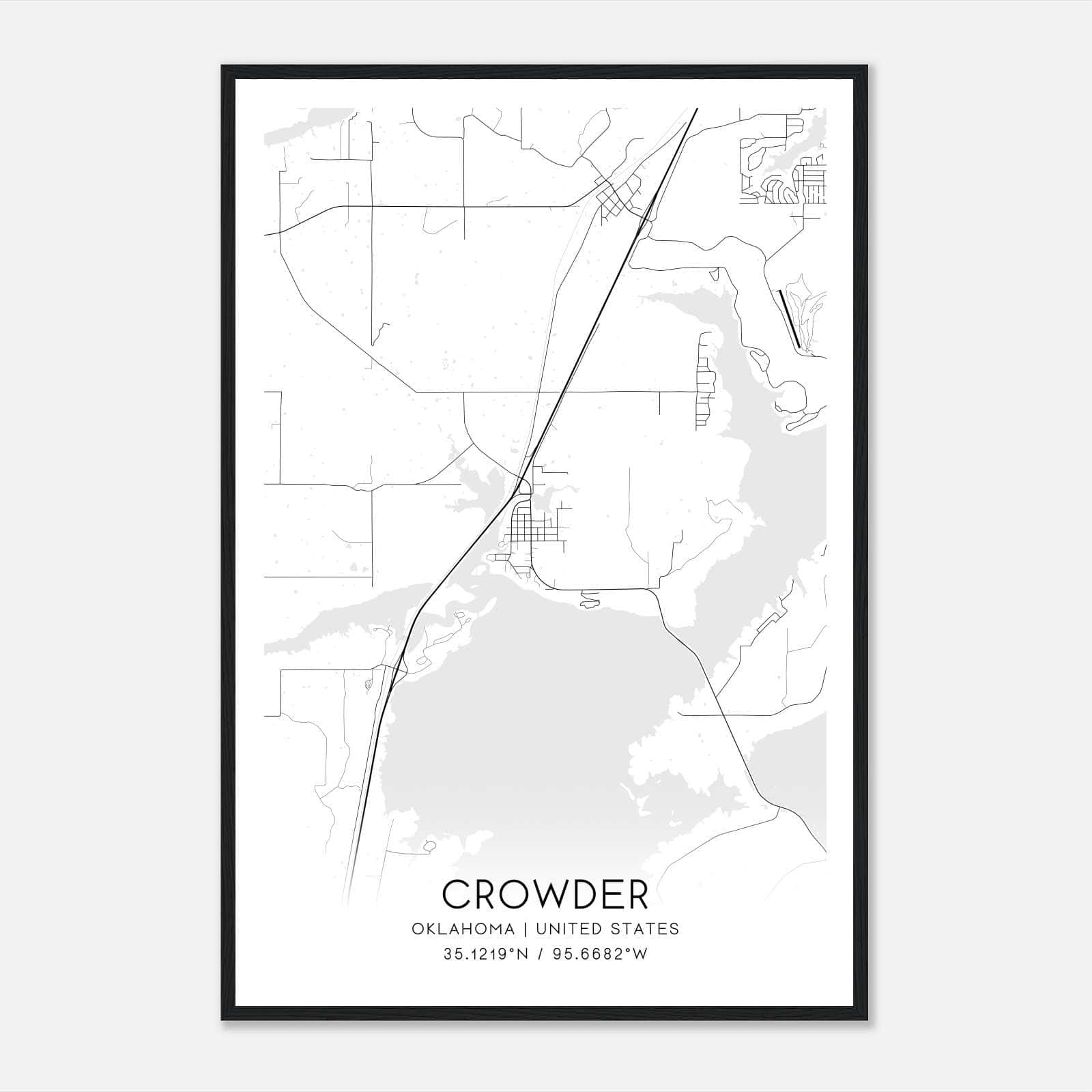 Crowder Oklahoma Map Poster, Modern Home Decor Wall Art Print Crowder Oklahoma Map Poster, Modern Home Decor Wall Art Print