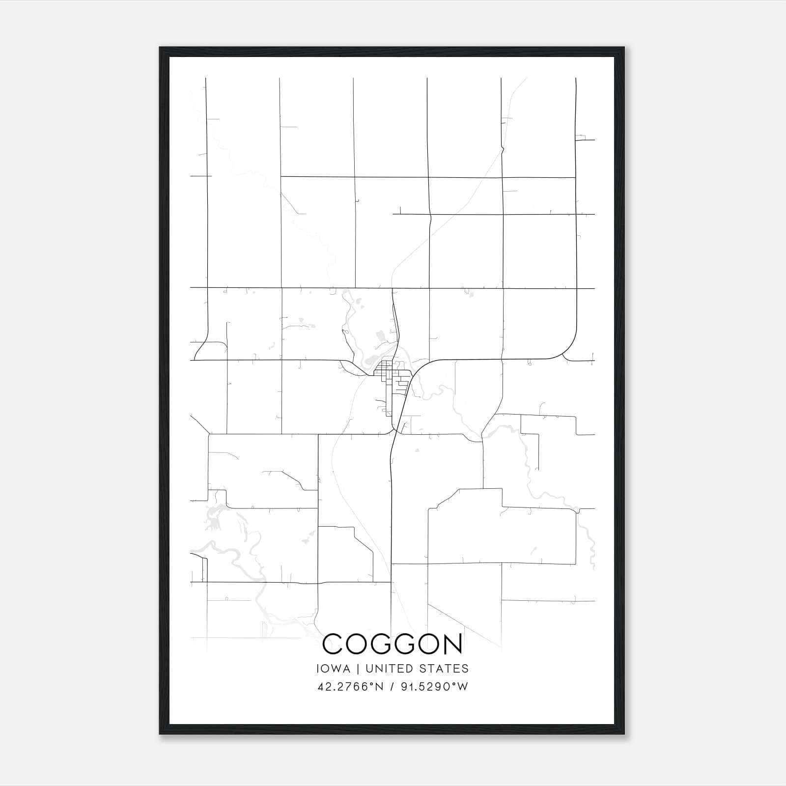 Coggon Iowa Map Poster, Modern Home Decor Wall Art Print Coggon Iowa Map Poster, Modern Home Decor Wall Art Print
