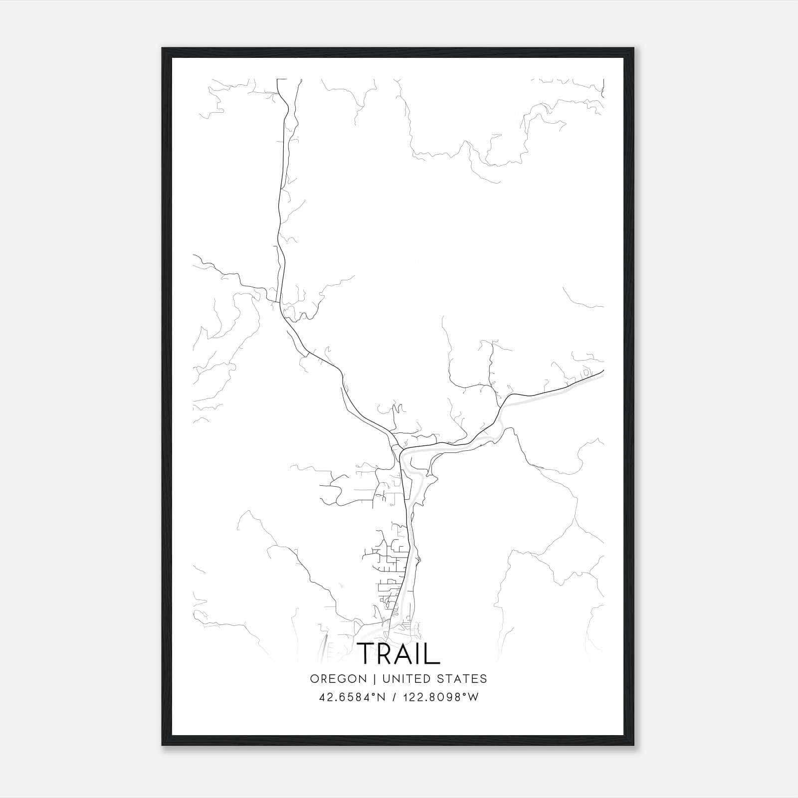 Trail Oregon Map Poster, Modern Home Decor Wall Art Print Trail Oregon Map Poster, Modern Home Decor Wall Art Print