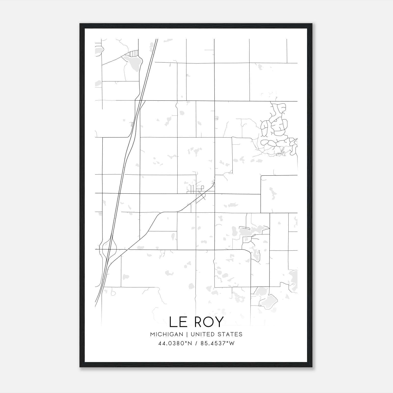 Le Roy Michigan Map Poster, Modern Home Decor Wall Art Print Le Roy Michigan Map Poster, Modern Home Decor Wall Art Print