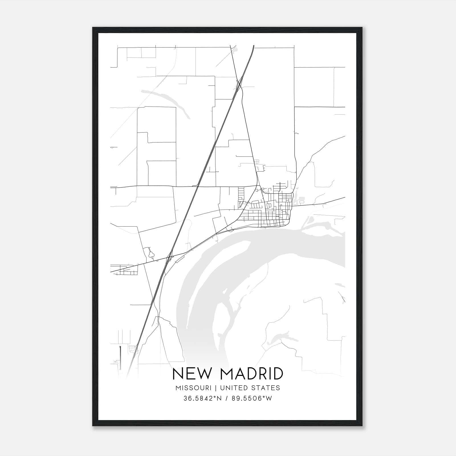 New Madrid Missouri Map Poster, Modern Home Decor Wall Art Print New Madrid Missouri Map Poster, Modern Home Decor Wall Art Print