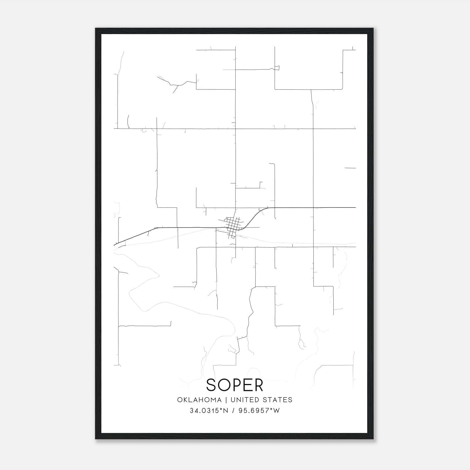 Soper Oklahoma Map Poster, Modern Home Decor Wall Art Print Soper Oklahoma Map Poster, Modern Home Decor Wall Art Print