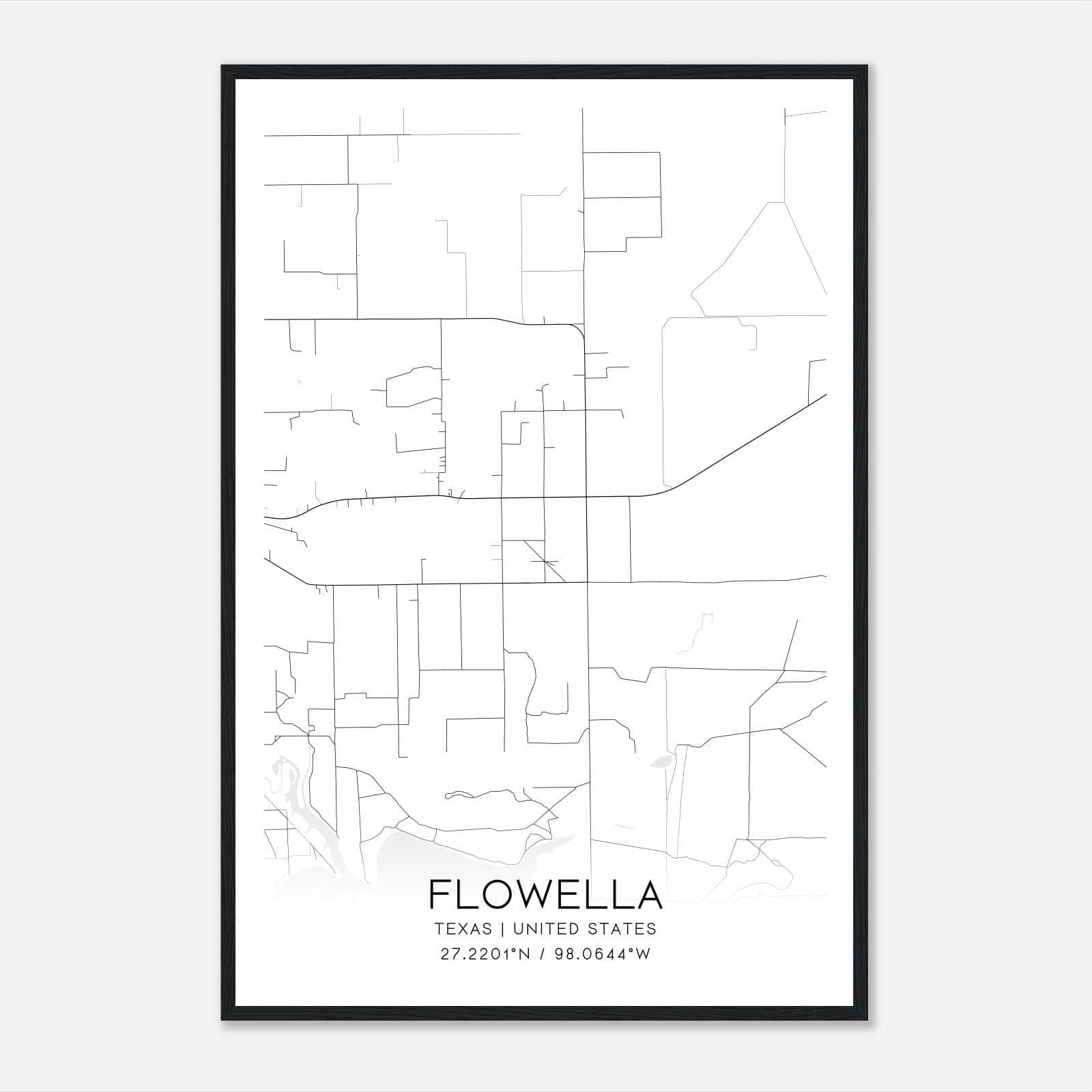 Flowella Texas Map Poster, Modern Home Decor Wall Art Print Flowella Texas Map Poster, Modern Home Decor Wall Art Print