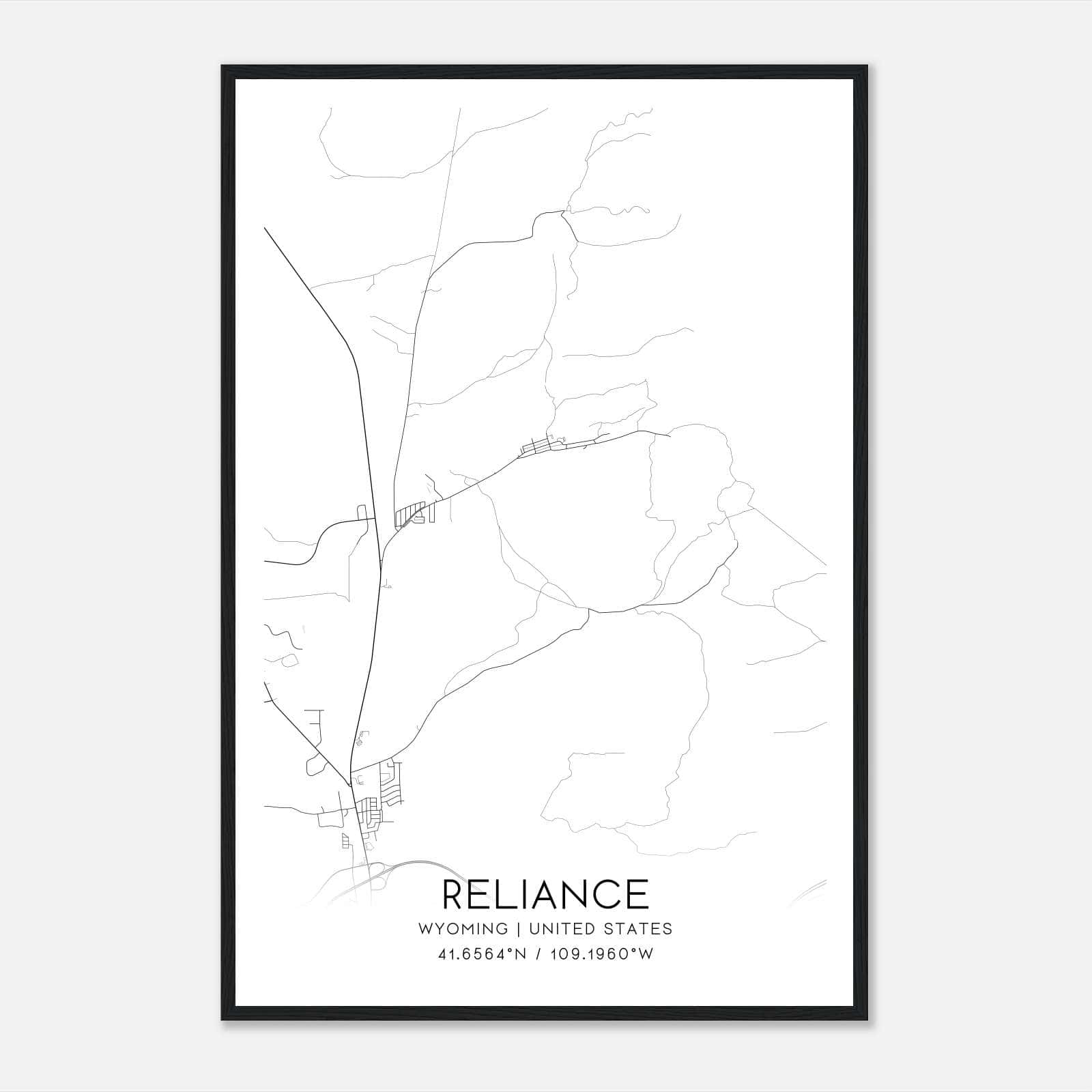 Reliance Wyoming Map Poster, Modern Home Decor Wall Art Print Reliance Wyoming Map Poster, Modern Home Decor Wall Art Print