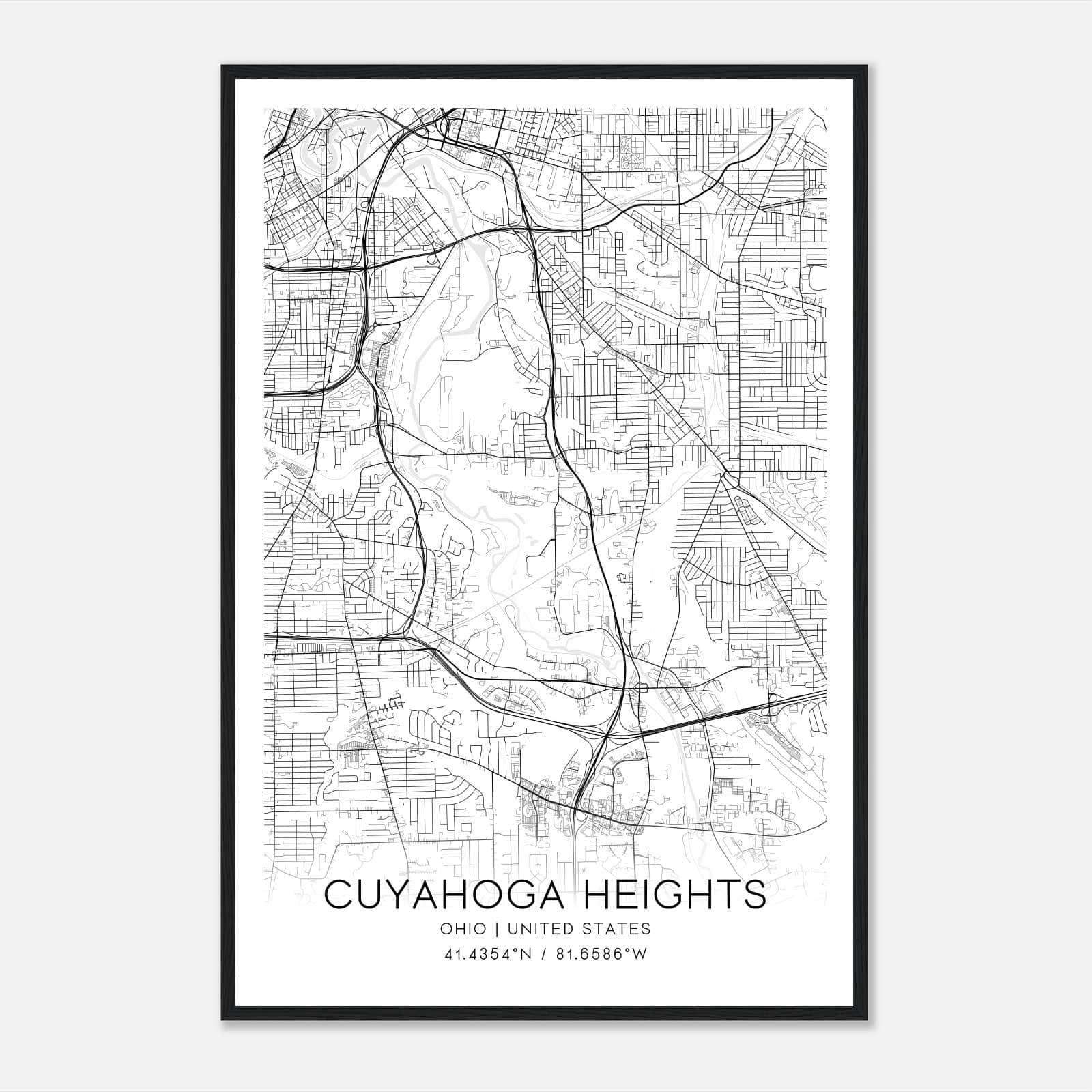 Cuyahoga Heights Ohio Map Poster, Modern Home Decor Wall Art Print Cuyahoga Heights Ohio Map Poster, Modern Home Decor Wall Art Print