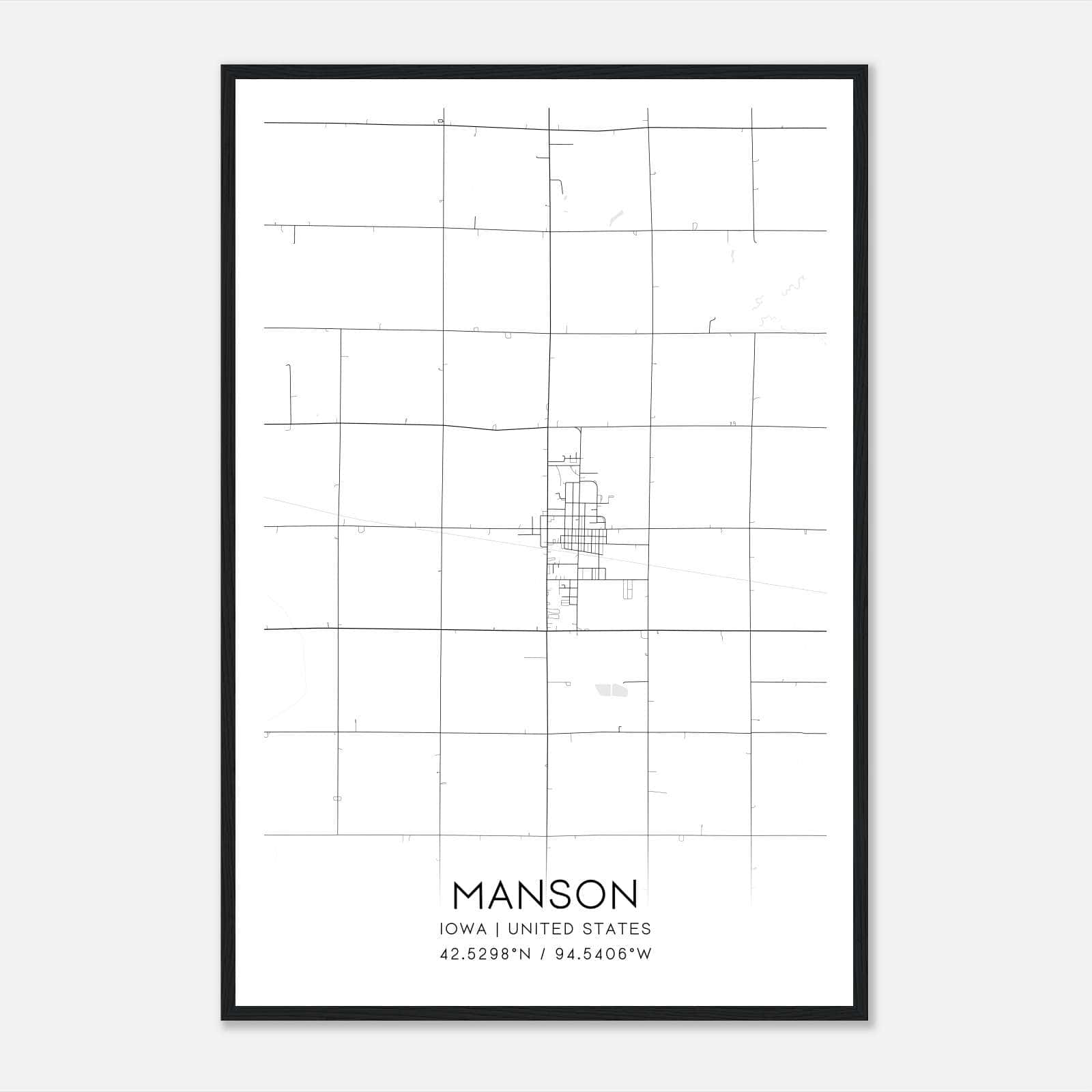 Manson Iowa Map Poster, Modern Home Decor Wall Art Print Manson Iowa Map Poster, Modern Home Decor Wall Art Print