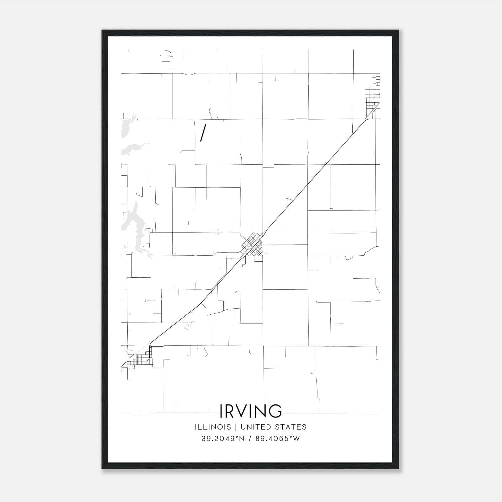 Irving Illinois Map Poster, Modern Home Decor Wall Art Print Irving Illinois Map Poster, Modern Home Decor Wall Art Print