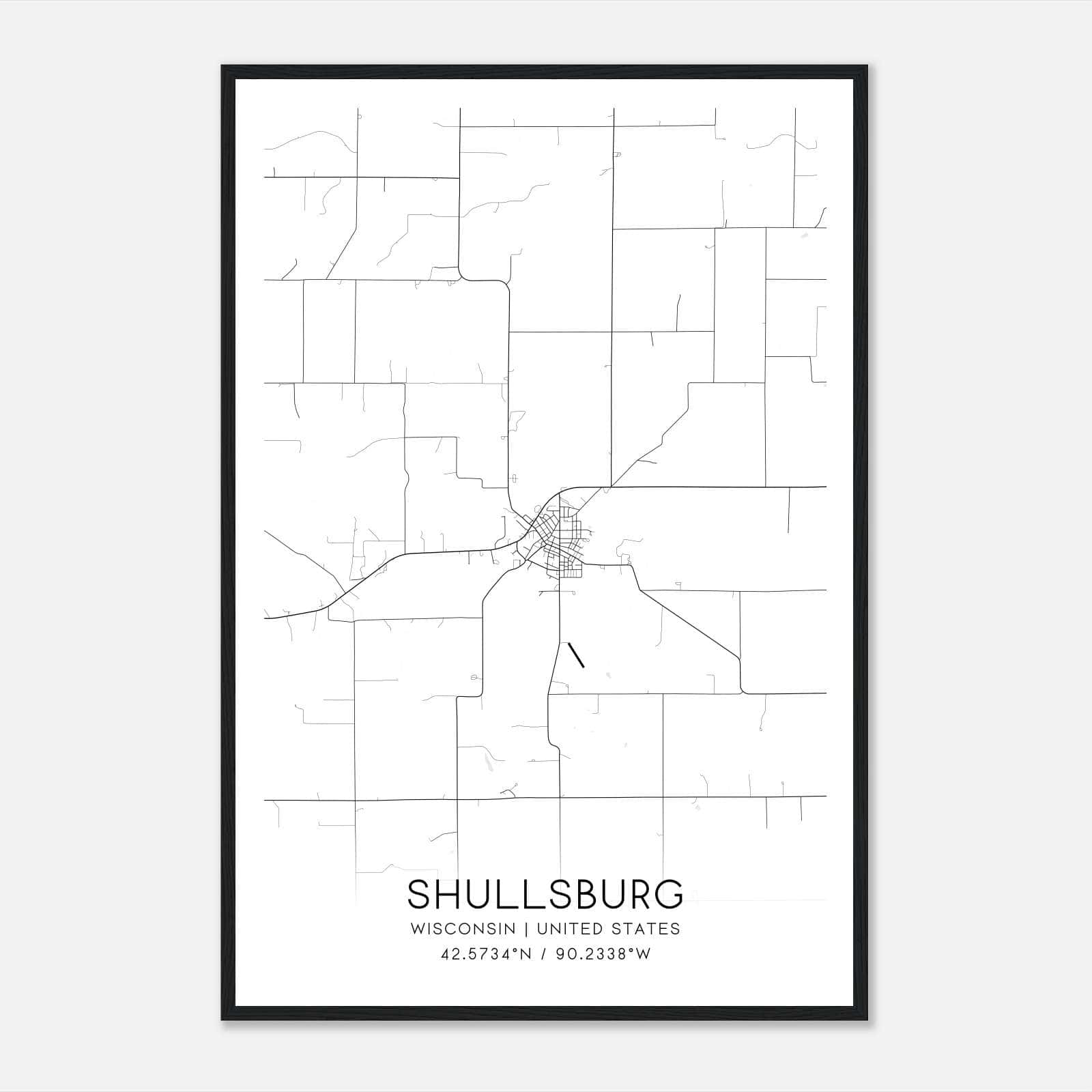 Shullsburg Wisconsin Map Poster, Modern Home Decor Wall Art Print Shullsburg Wisconsin Map Poster, Modern Home Decor Wall Art Print